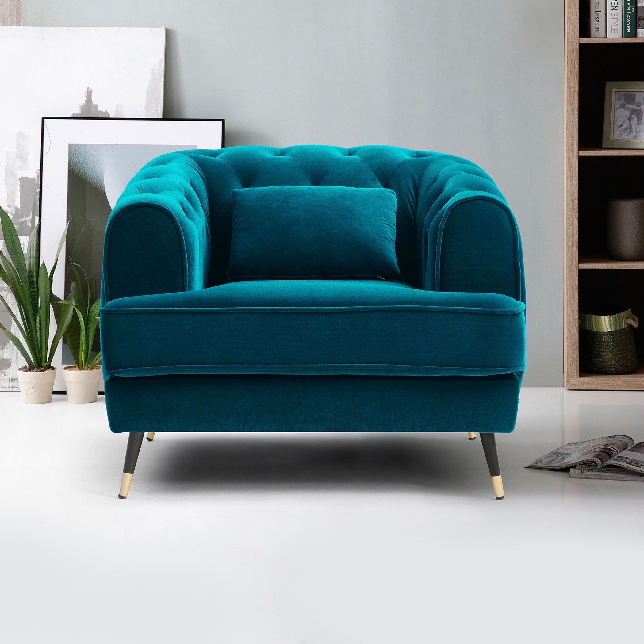 كنبة مخمليّة مقعد واحد مع وسادة من آليسون-hbxlivingroom-sofasandarmchairs-sofas-image-1