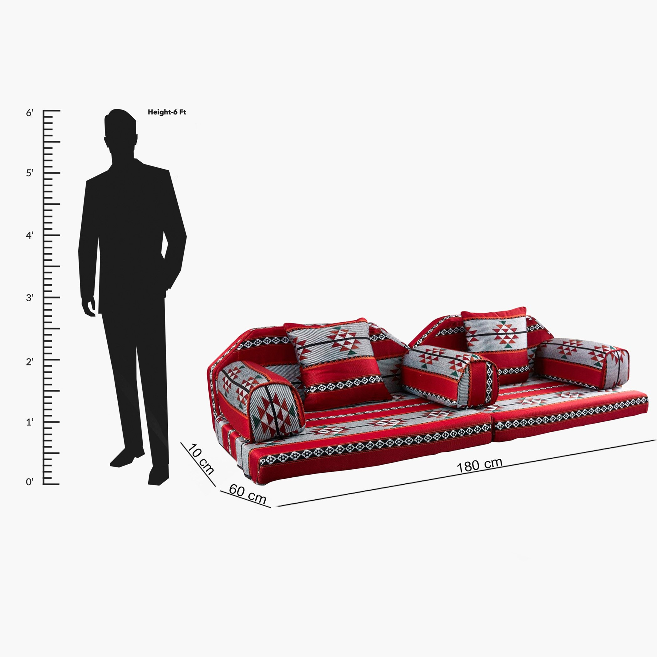 SleepEase iFaris 2-Seater Folding Majlis - 60x180x10 cm-hbxdecorandfurnishings-homefurnishings-cushionsandcovers-floorcushions-image-9