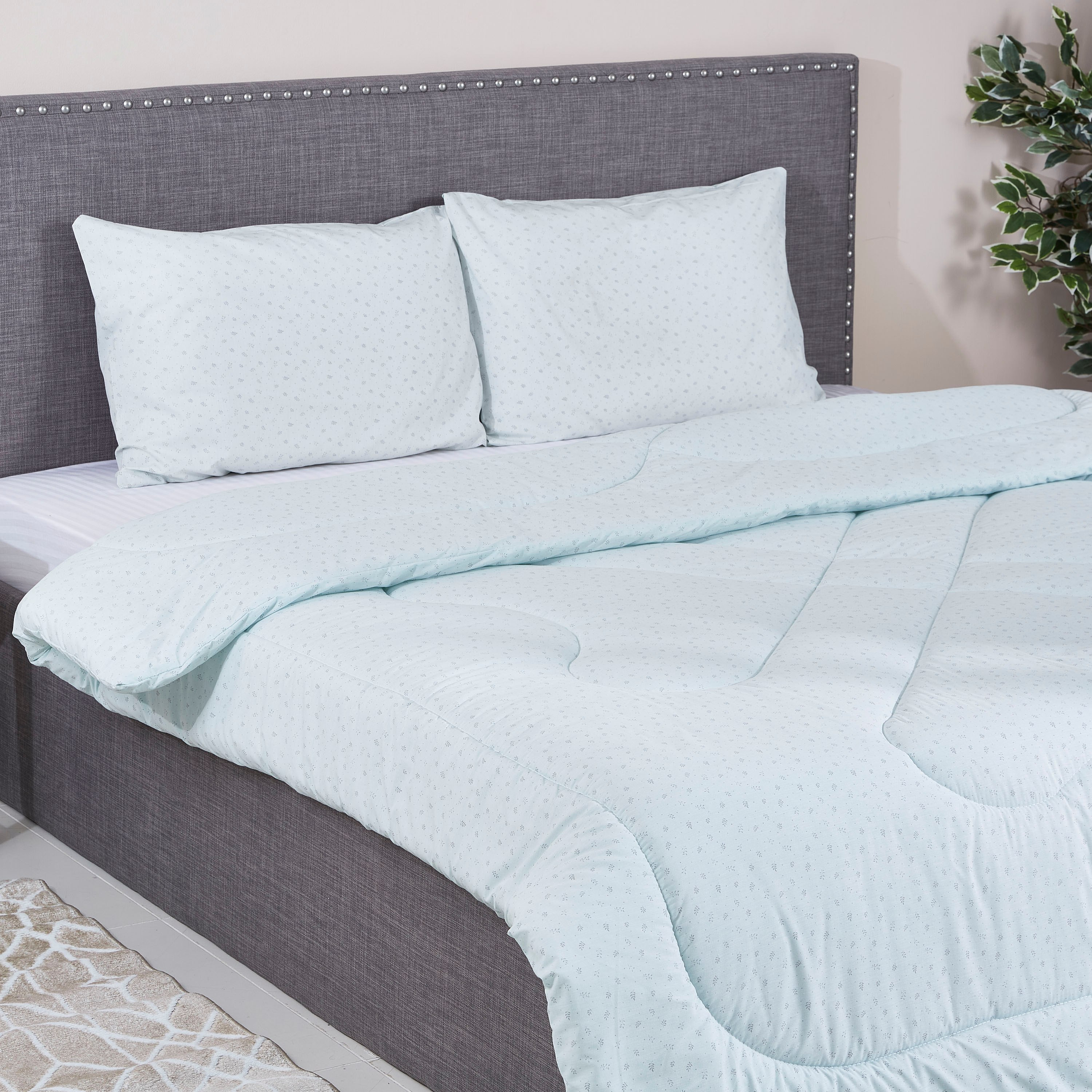 طقم لحاف كينج من القطن 3 قطع بطبعات من فيرن - 220x240 سم-hbxhomeware-hbxdecorandfurnishings-image-1