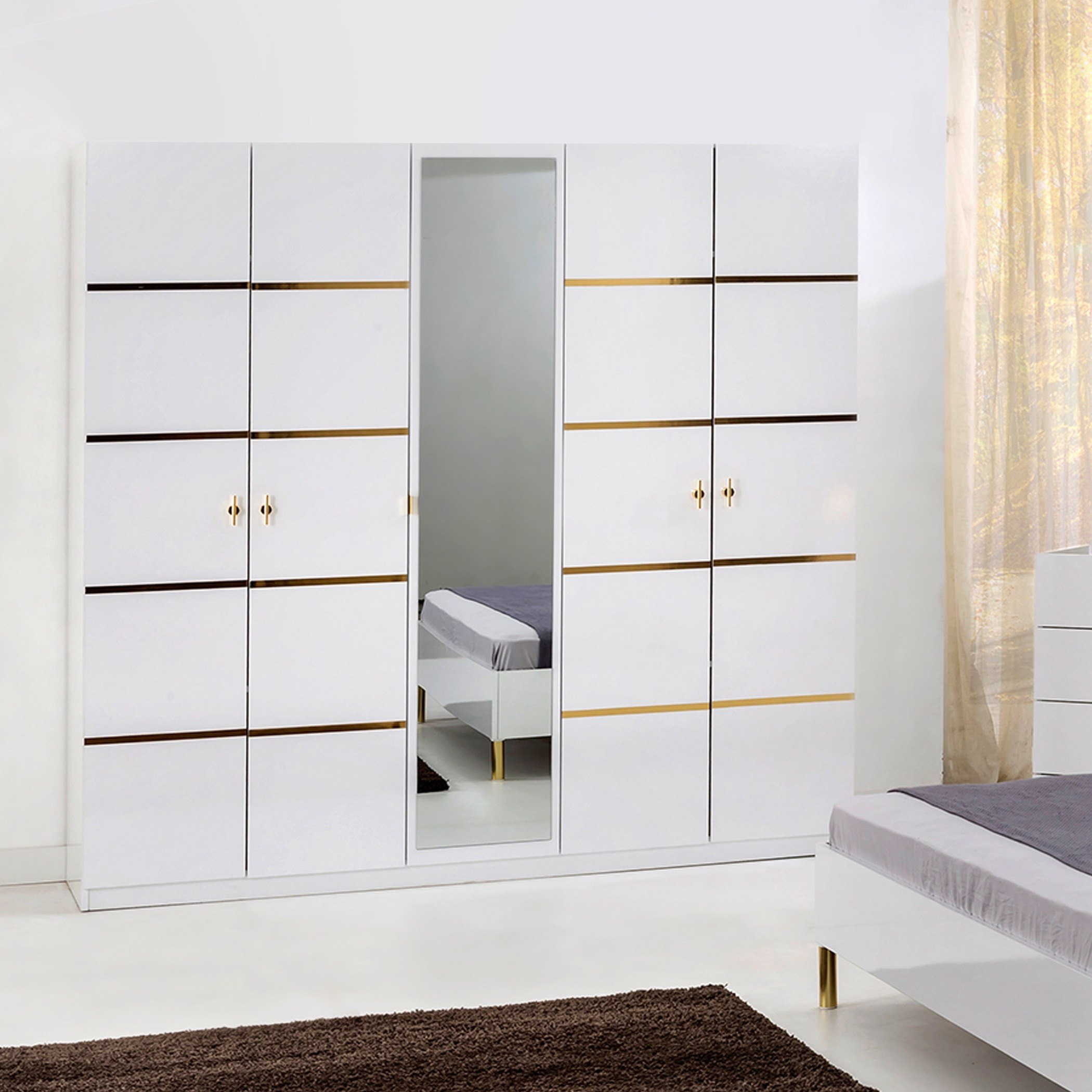 خزانة ملابس 5 أبواب بمرآة من إليتا-hbxfurniture-wardrobes-image-1
