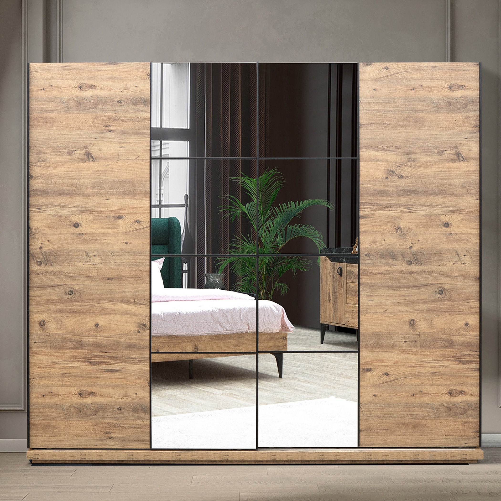 Sliding door deals wardrobe with mirror