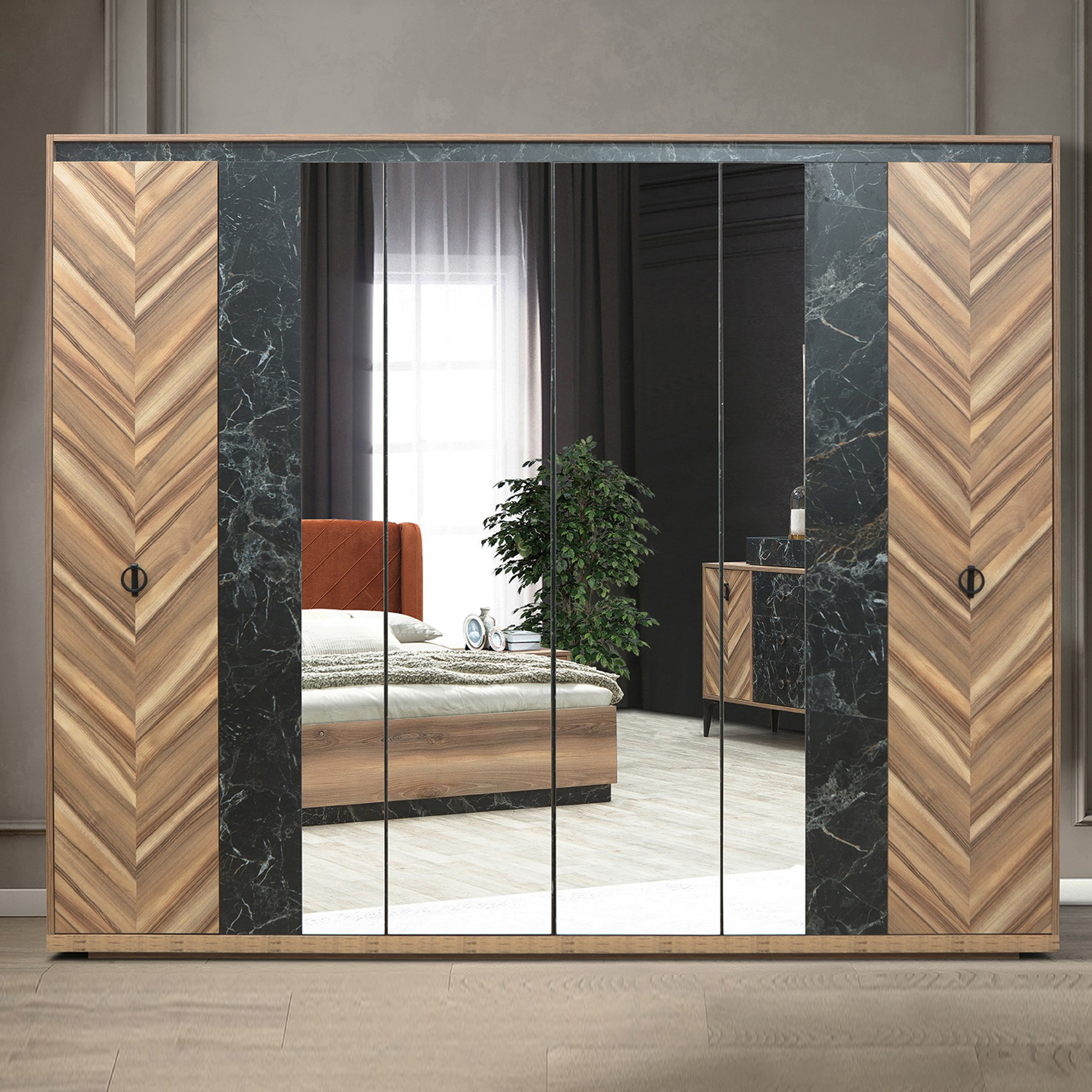 خزانة ملابس بـ 6 أبواب ومرآيا من فيرونا-hbxfurniture-wardrobes-image-1