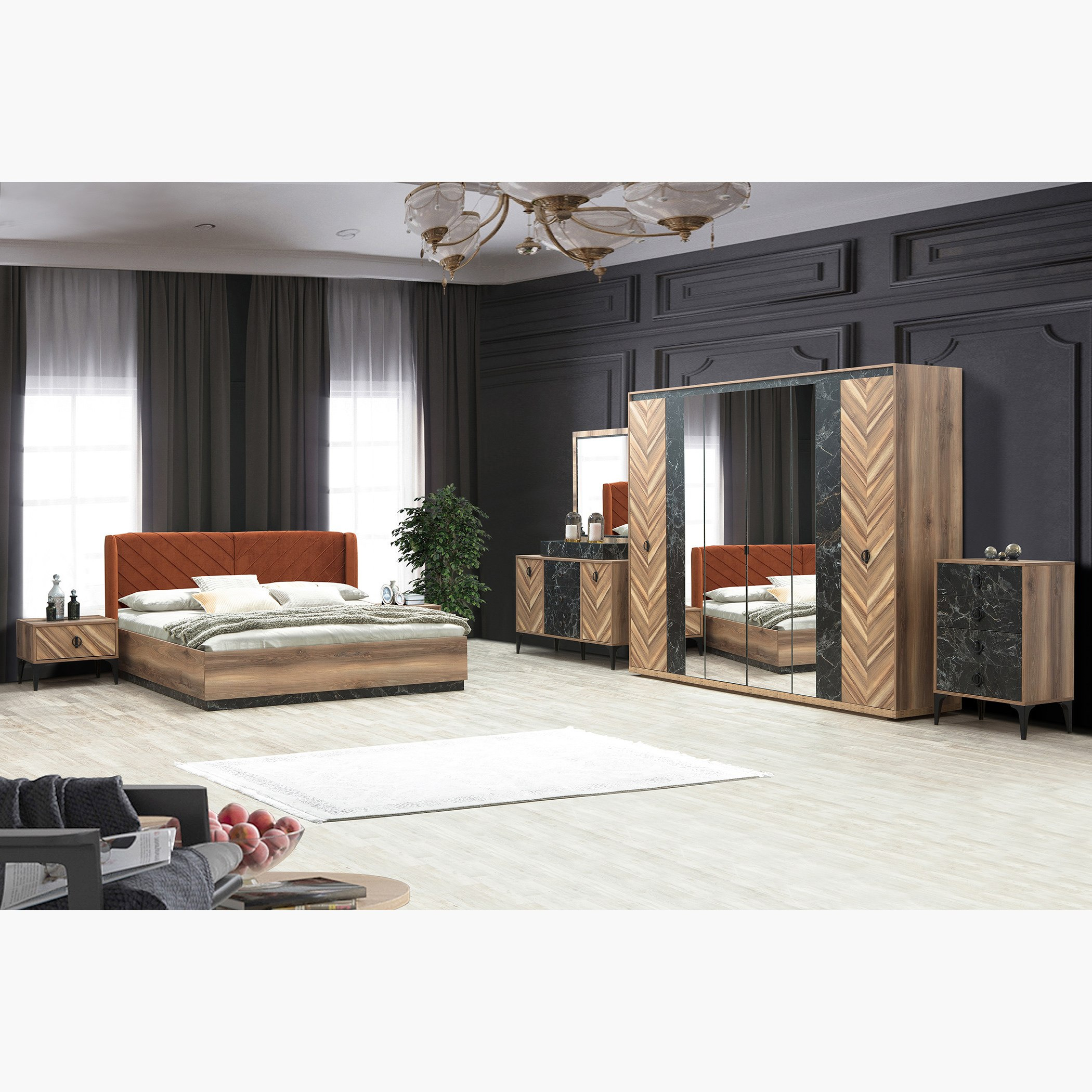 طقم غرفة نوم كينج 5 قطع من فيرونا- 180x200 سم-hbxbedroom-bedsandbedsets-bedroomsets-king-image-16