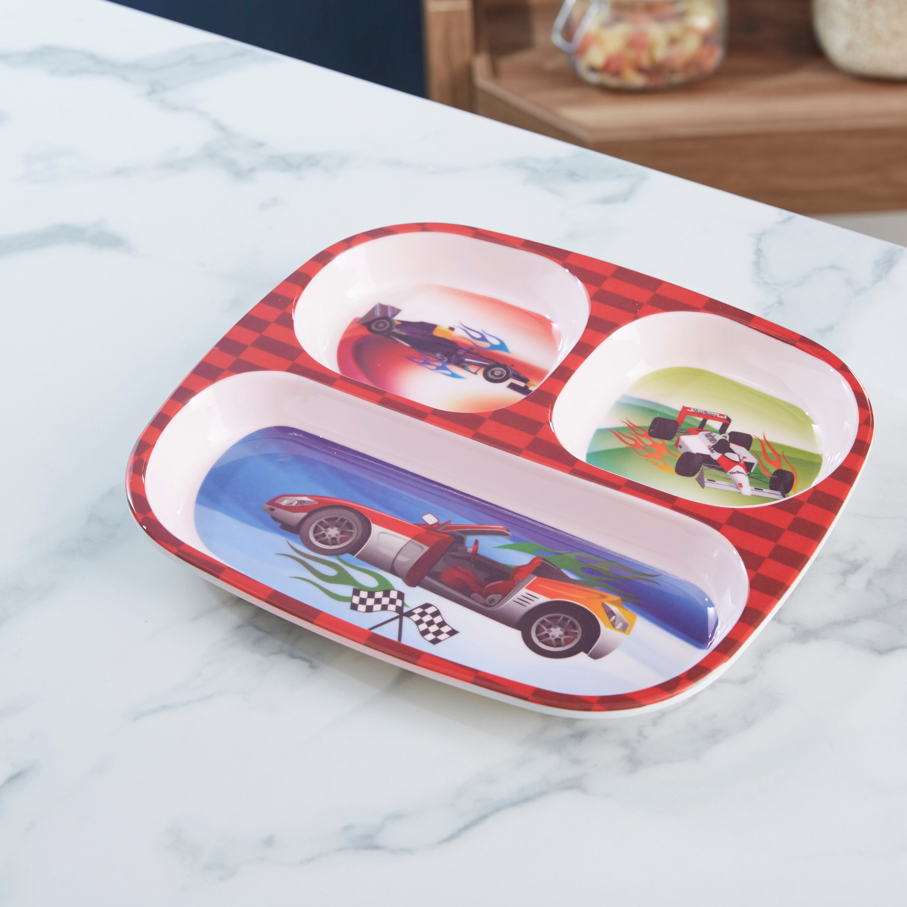 Cars 3-Partition Rectangular Plate - 24x21 cm-hbxhomeware-hbxkidsandyouth-image-1