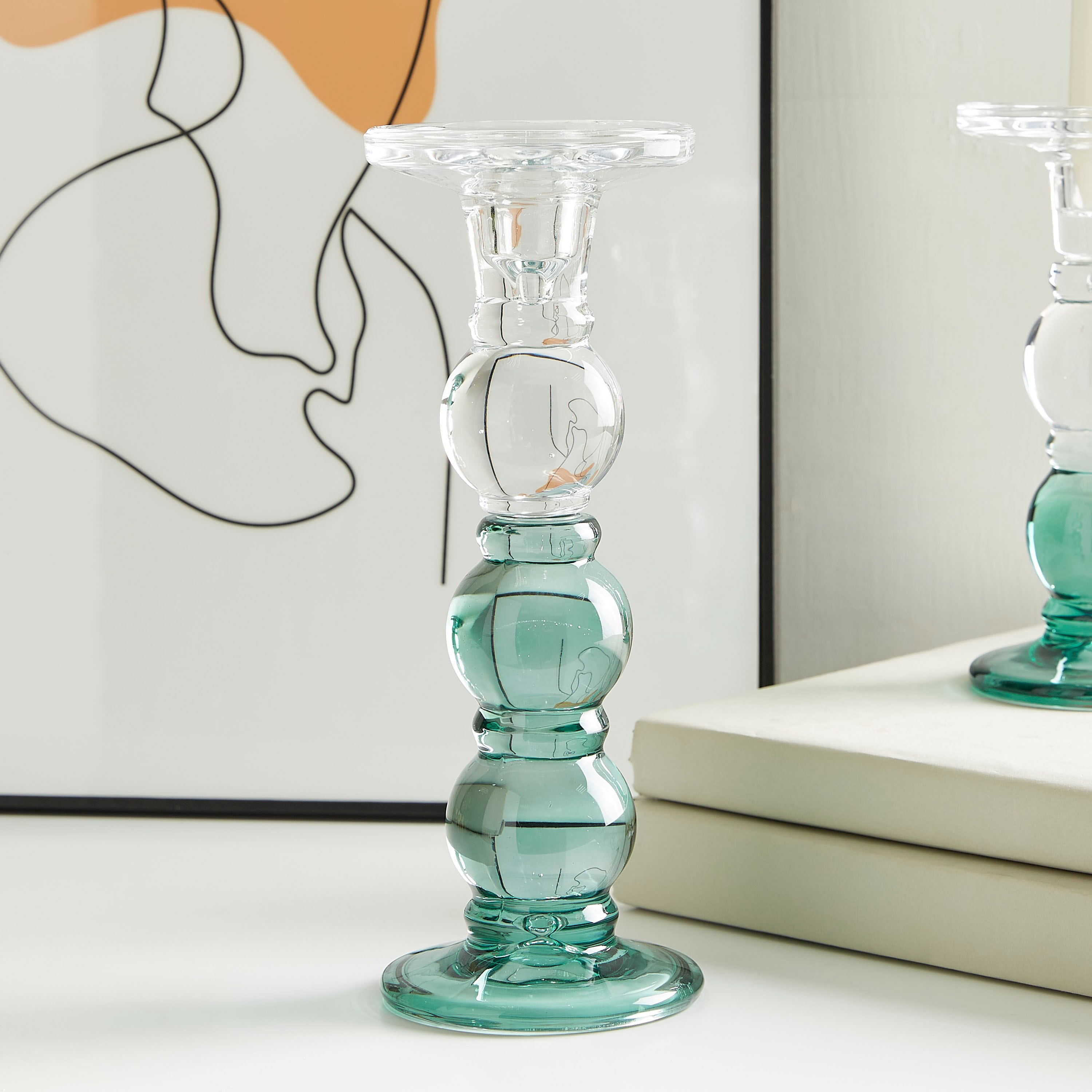 حامل شموع زجاجي رفيع بدعامة جايد من آفا- طويل-hbxlivingroom-decorandaccessories-candleholders-image-1