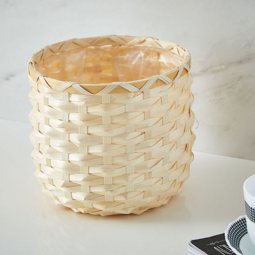 Natura Bamboo Weave Detail Pot - 16x18 cm-Planters and Urns-image-0