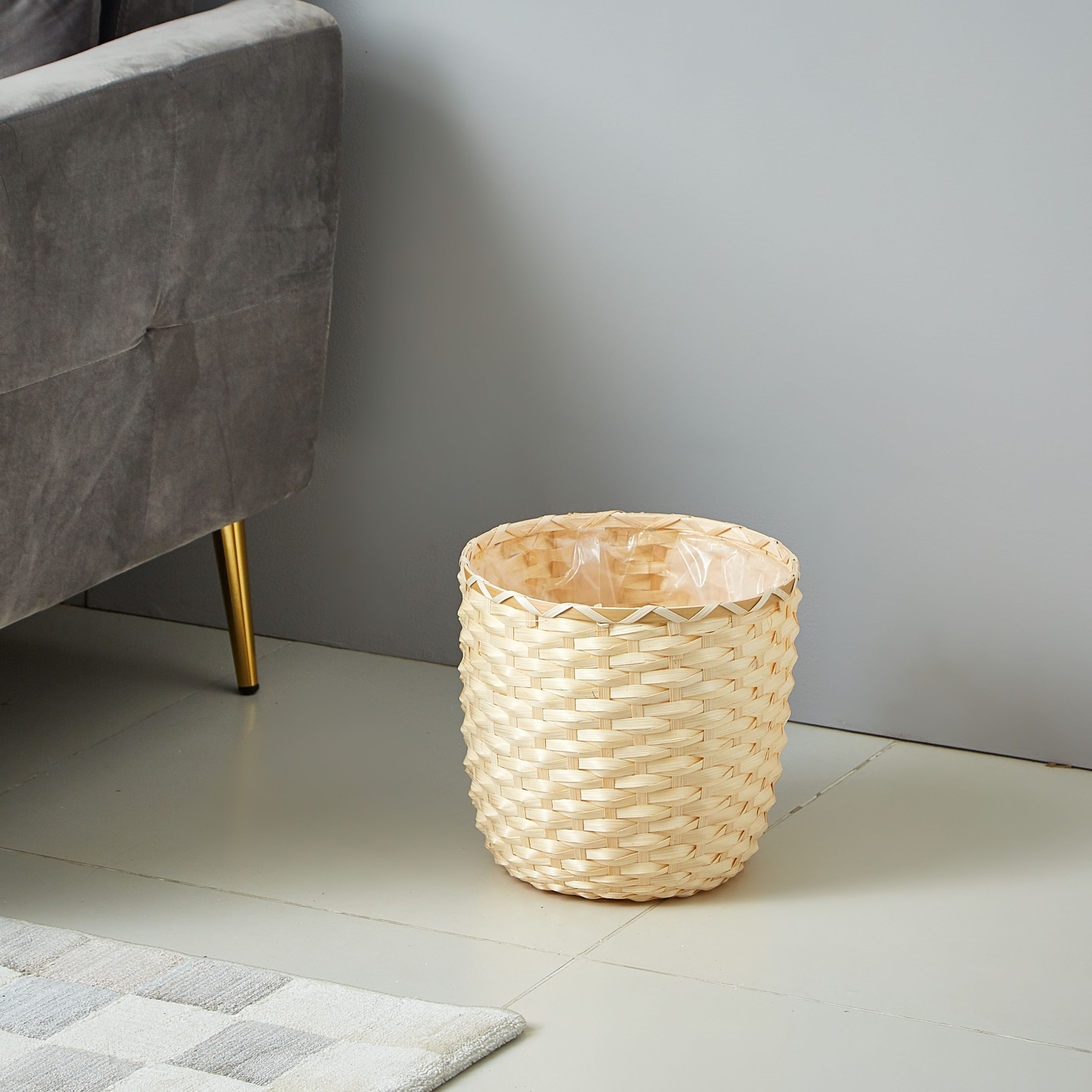 وعاء خيزران بتفاصيل منسوجة وبطانة مقاومة للماء من ناتورا - 26x27 سم-hbxdecorandfurnishings-homeaccessories-artificialflowersandplants-image-2