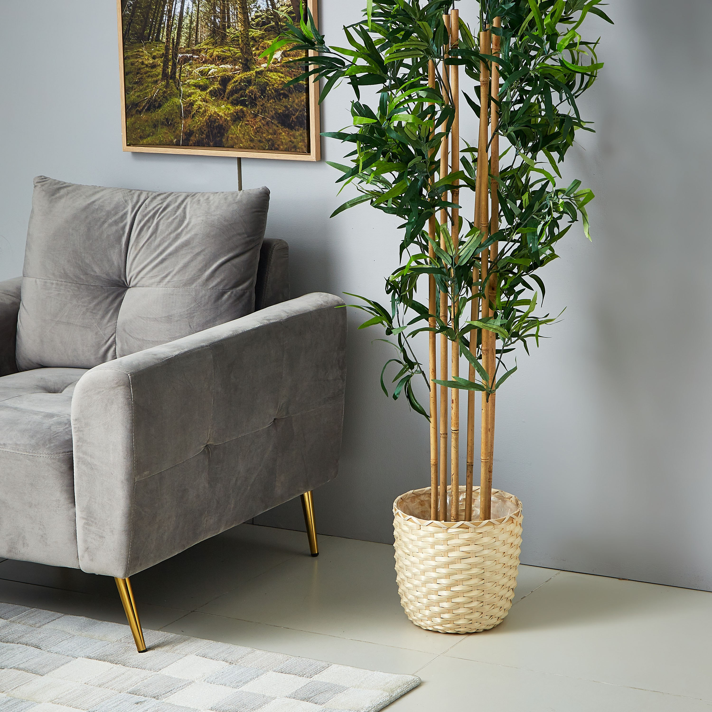 وعاء خيزران بتفاصيل منسوجة وبطانة مقاومة للماء من ناتورا - 26x27 سم-hbxdecorandfurnishings-homeaccessories-artificialflowersandplants-image-4