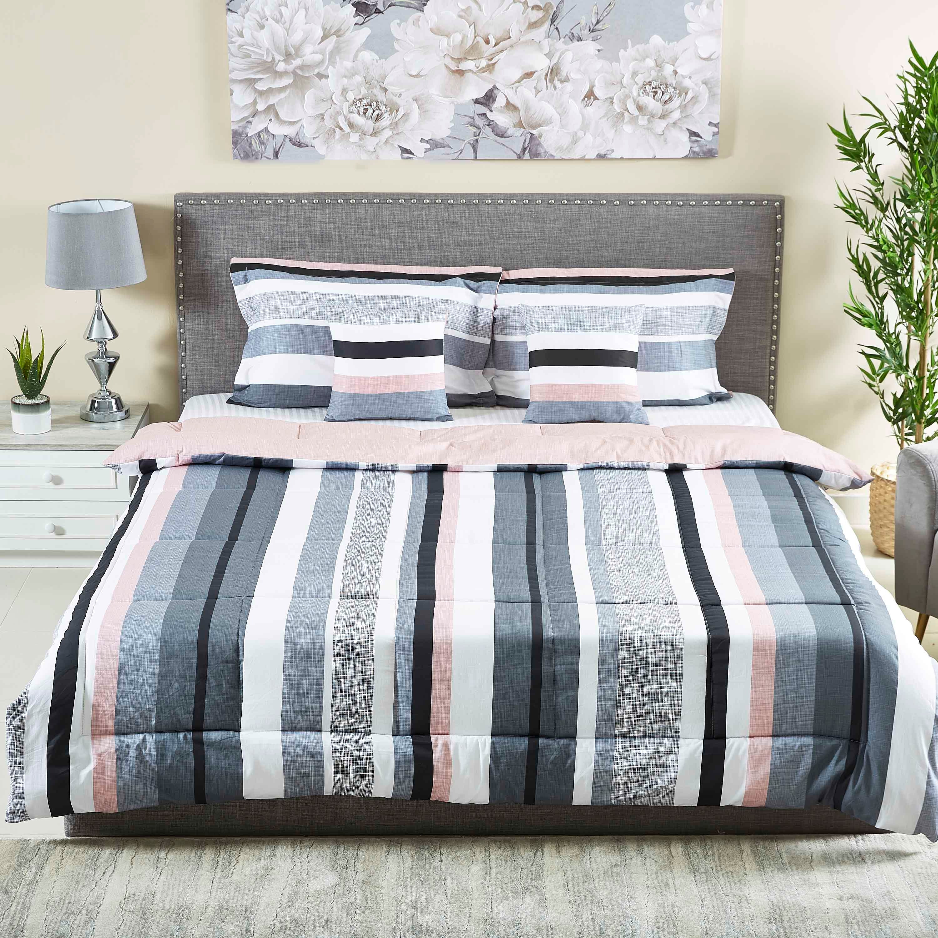 طقم لحاف كينج قطن ساتان 5 قطع بطبعات 220x240 سم - تكس-hbxhomeware-hbxdecorandfurnishings-image-2