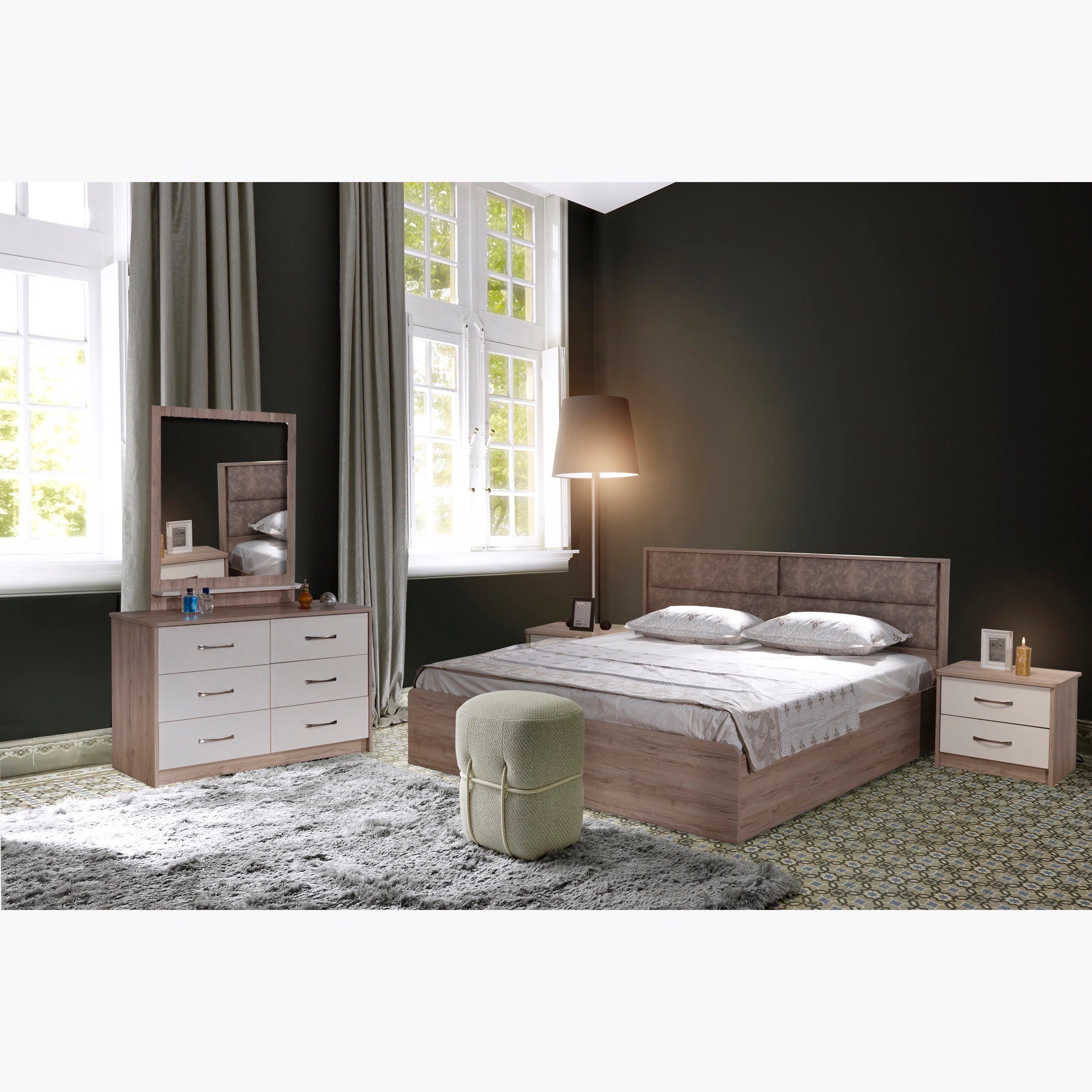 طقم غرفة نوم كينج 5 قطع من كونكورد - 180x200 سم-hbxbedroom-bedsandbedsets-bedroomsets-king-image-1