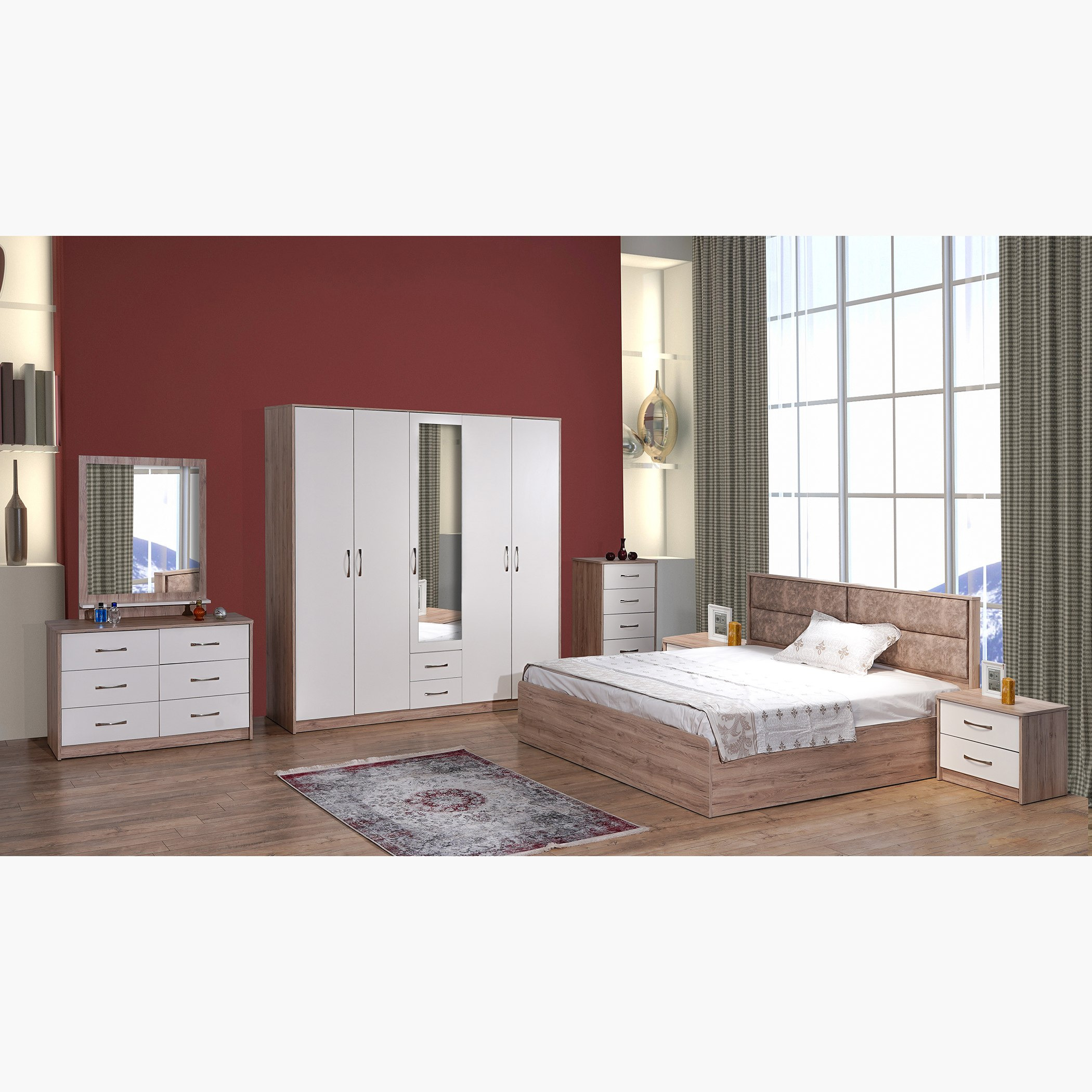 خزانة ملابس بـ 5 أبواب ودرجين ومرآة من كونكورد-hbxfurniture-wardrobes-image-5