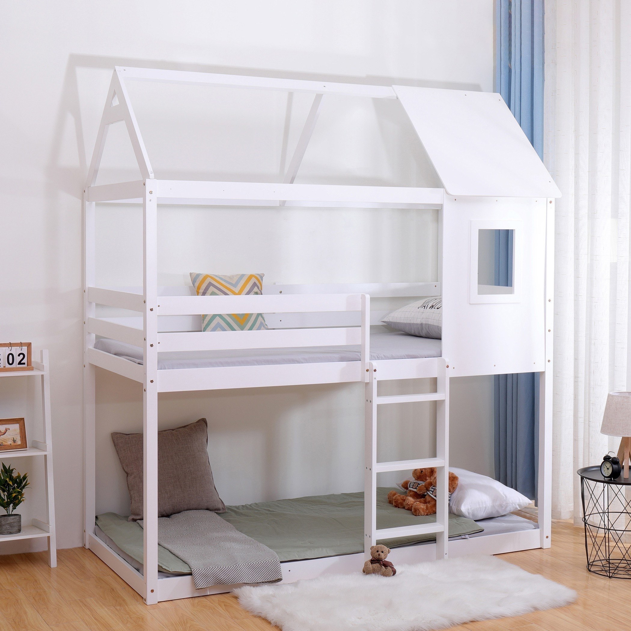 سرير توين طابقين بتصميم منزل - هامبتون من موڤو - 90x190 سم-hbxkidsandyouth-bedsandbedsets-bunkbeds-single-image-1