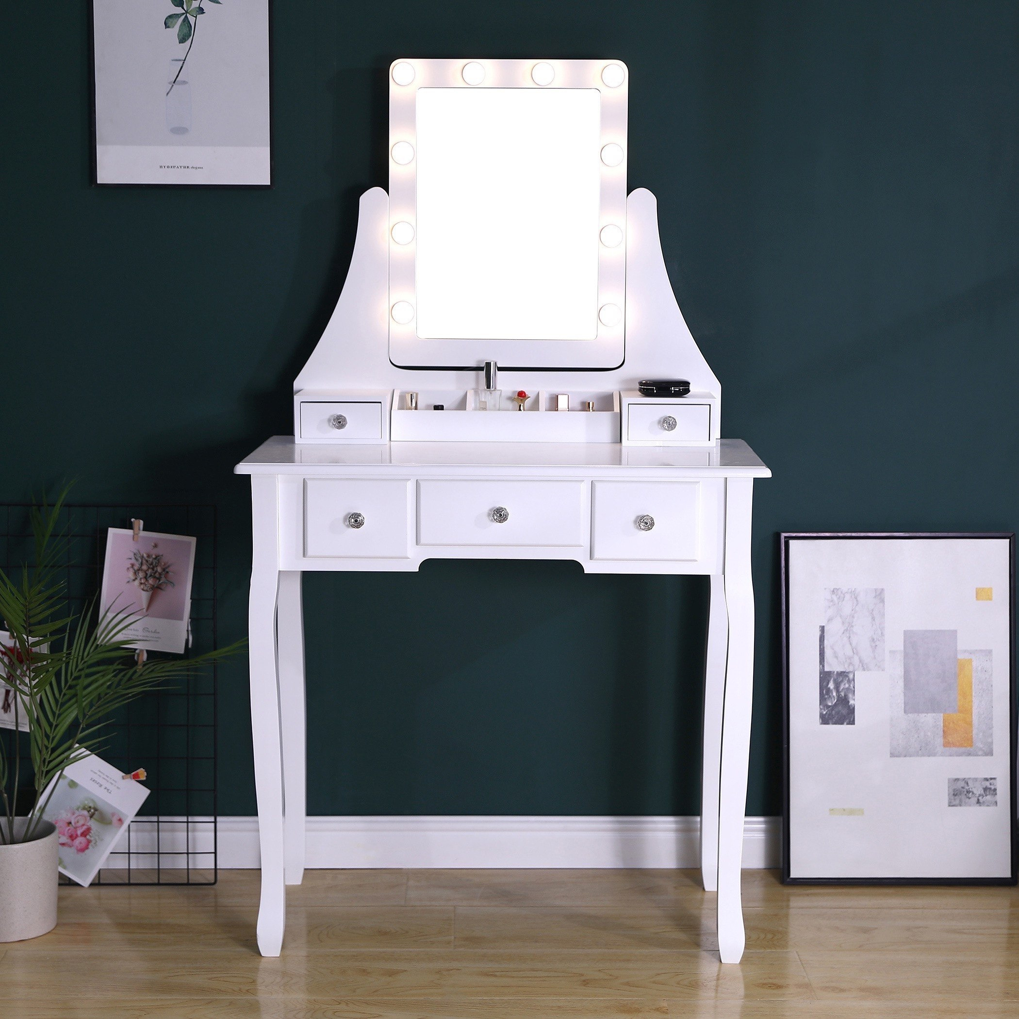 طاولة تزيين مع مرآة ومقعد - كاميليا من موڤو -hbxfurniture-kidsroom-kidsdressersandmirrors-image-4