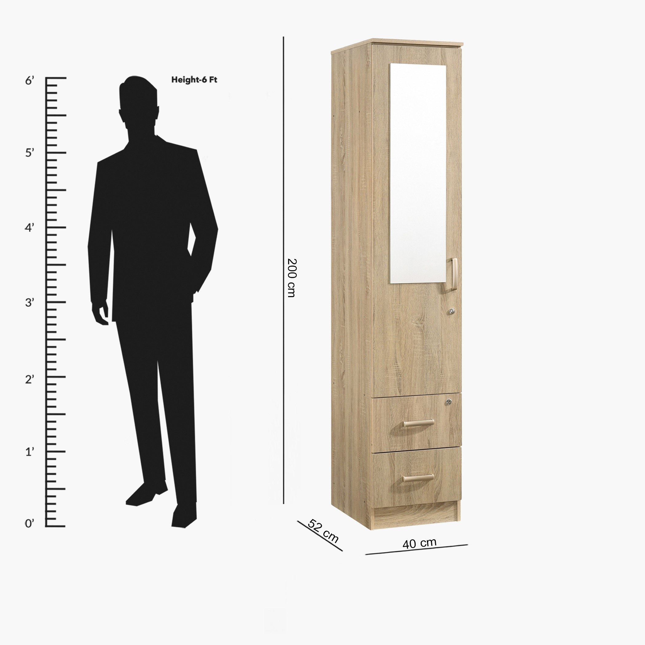 خزانة ملابس 2 درج وباب مع مرآة وقفل - كوبر من موڤو-hbxfurniture-wardrobes-image-8