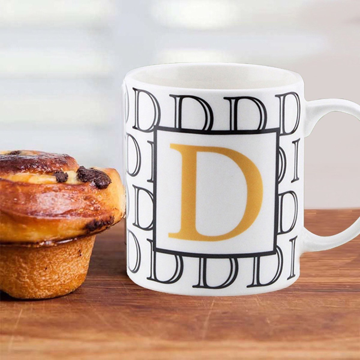 مج قهوة بورسلين بحرف الـ D من فيست - 300 مل-hbxdecorandfurnishings-tabletop-crockery-image-1