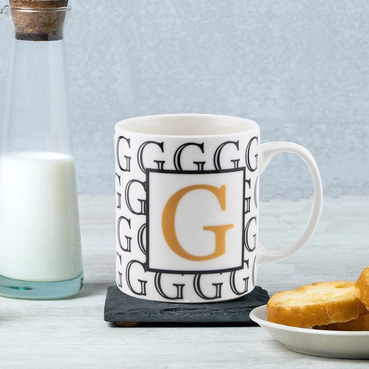 مج قهوة بورسلين بحرف الـ G من فيست - 300 مل-hbxdecorandfurnishings-tabletop-crockery-image-1