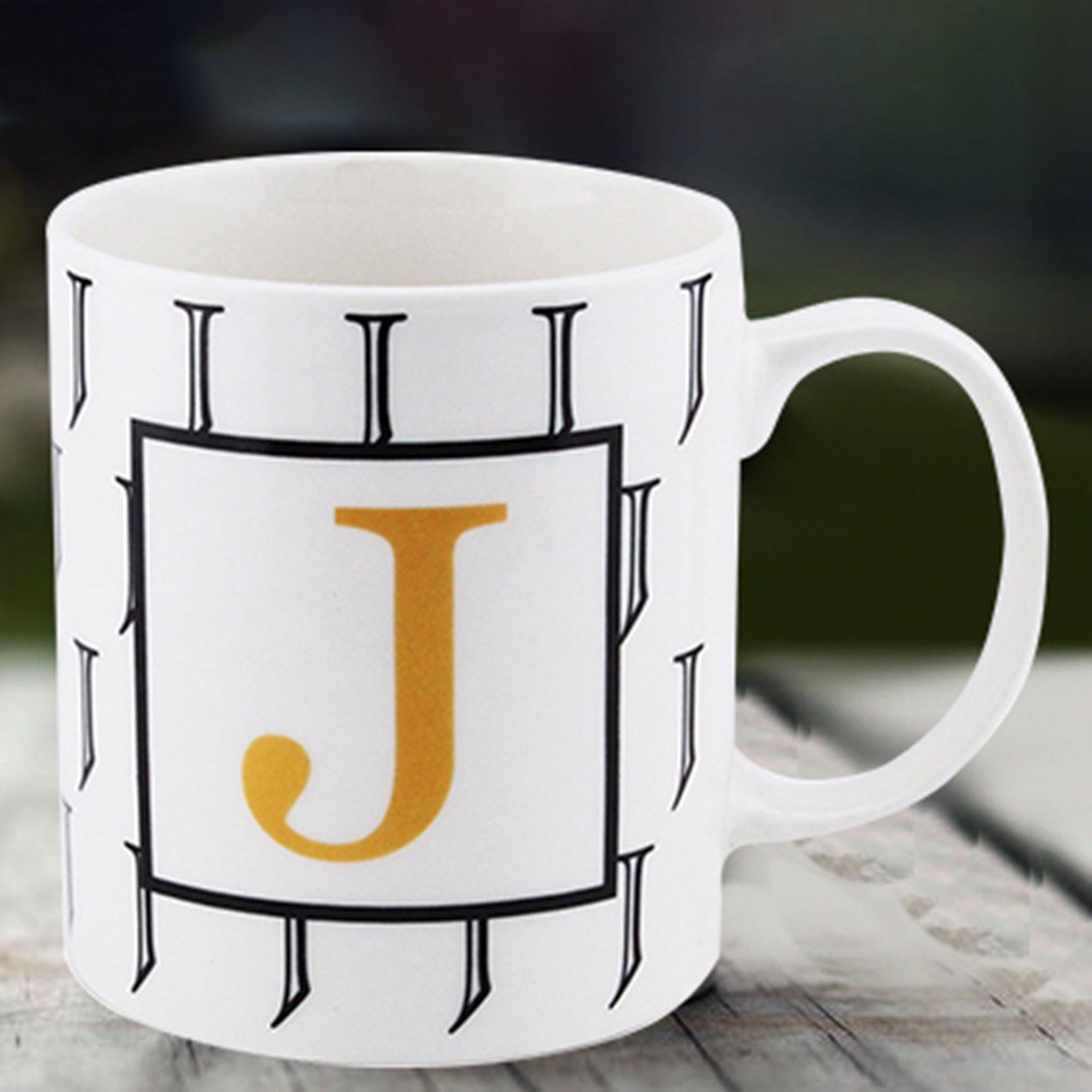 مج قهوة بورسلين بحرف الـ J من فيست - 300 مل-hbxdecorandfurnishings-tabletop-crockery-image-1