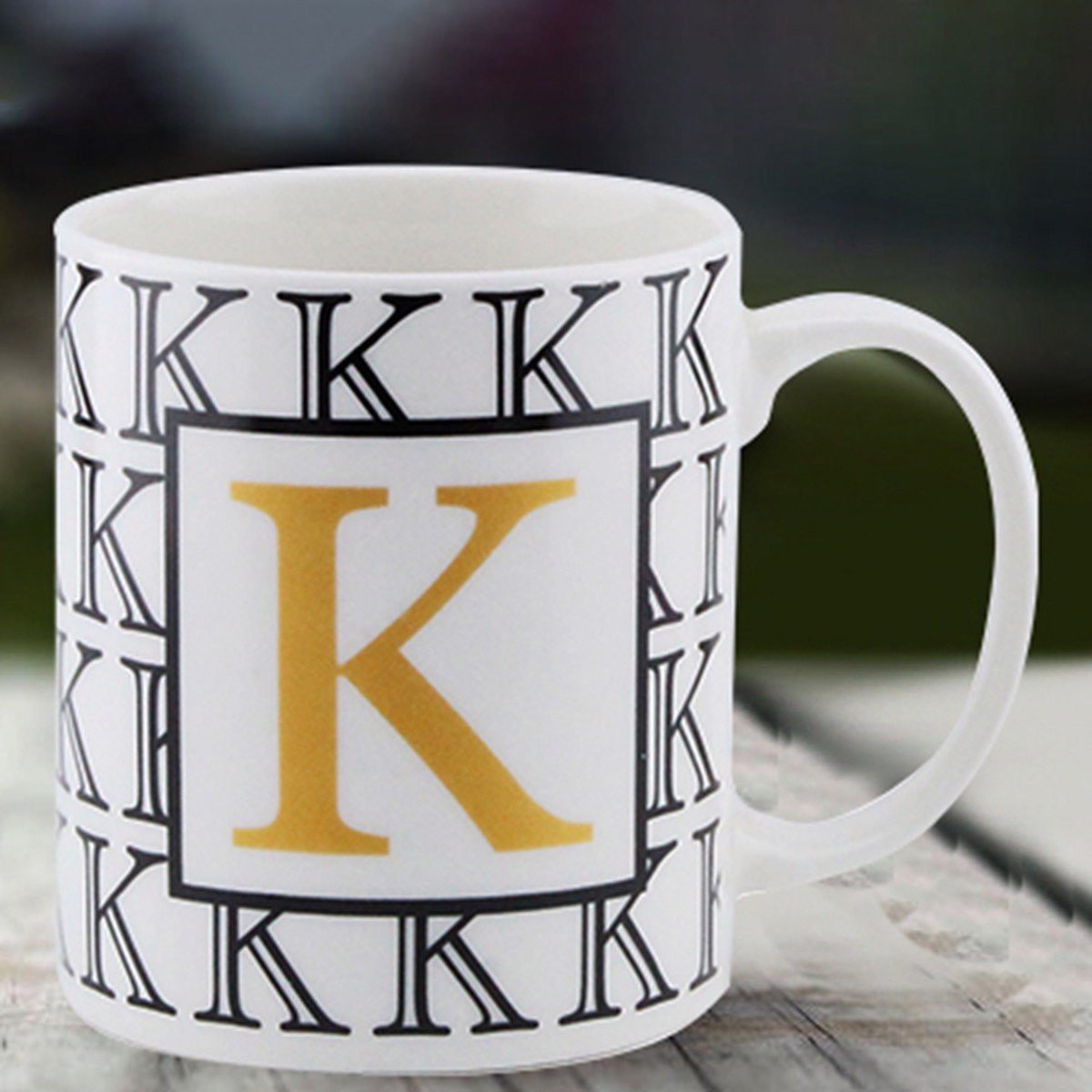 مج قهوة بورسلين بحرف الـ K من فيست - 300 مل-hbxdecorandfurnishings-tabletop-crockery-image-1