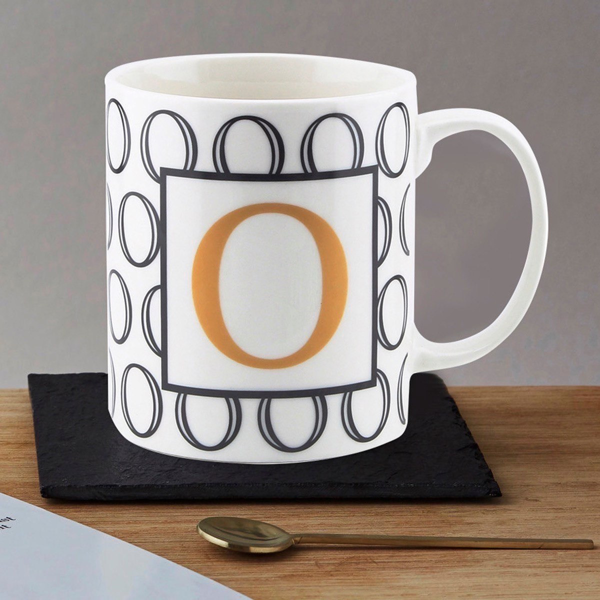 مج قهوة بورسلين بحرف الـ O من فيست - 300 مل-hbxdecorandfurnishings-tabletop-crockery-image-1