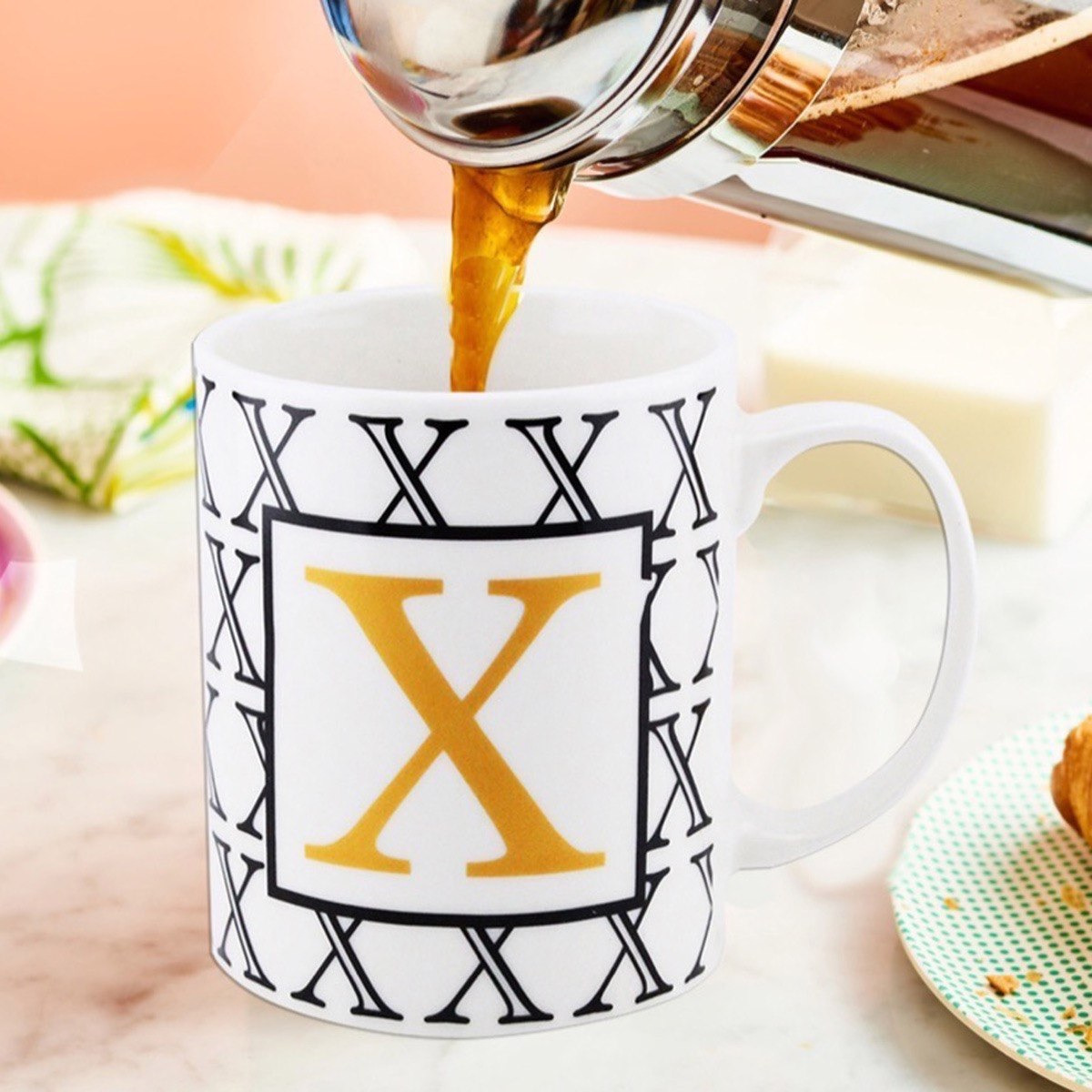 مج قهوة بورسلين بحرف الـ X من فيست-hbxdecorandfurnishings-tabletop-crockery-image-1