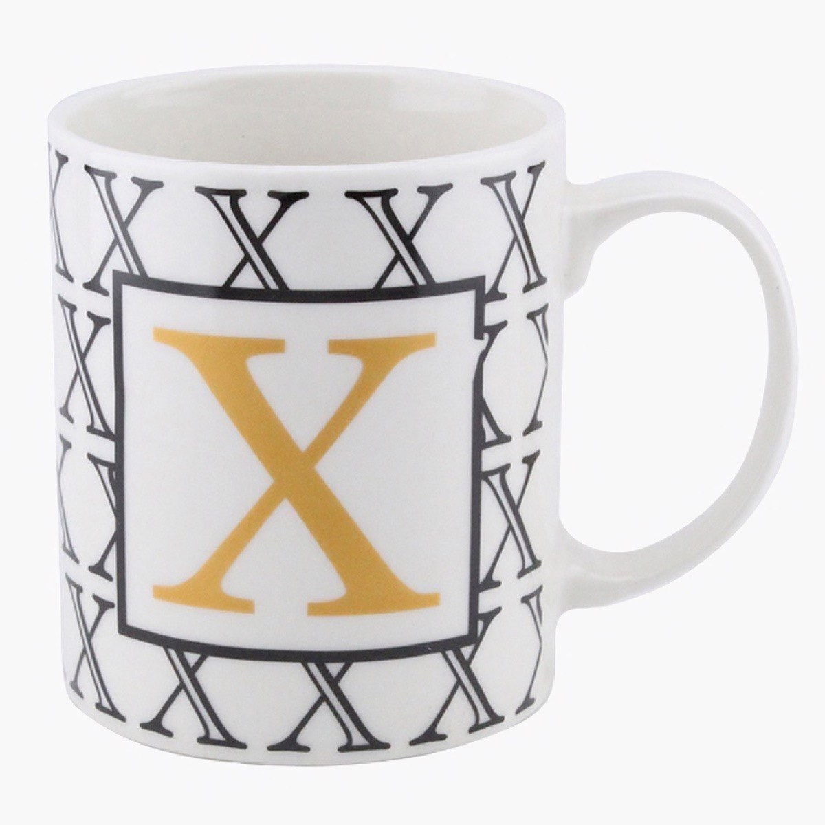 مج قهوة بورسلين بحرف الـ X من فيست-hbxdecorandfurnishings-tabletop-crockery-image-2