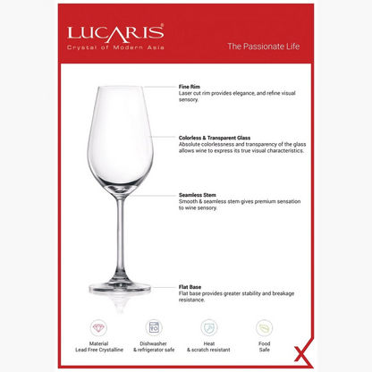 Lucaris Crystal Desire Crisp White 2-Piece Stem Glass Set - 365 ml