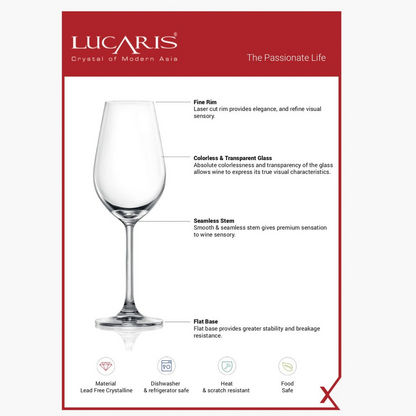 Lucaris Crystal Bangkok Bliss 6-Piece Chardonnay Stem Glass Set - 355 ml