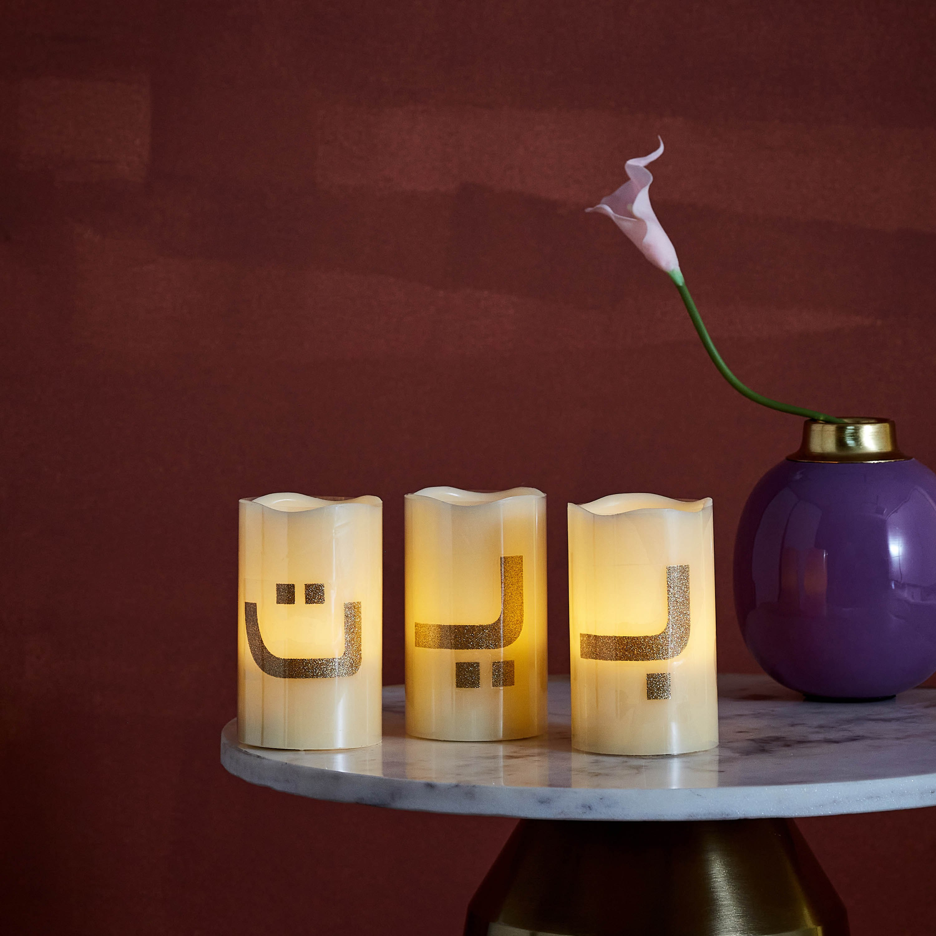 طقم شموع إل إي دي بتصميم كلمة هوم من أورلا - 7.5x12.5 سم-hbxdiningroom-lighting-decorativesandstringlights-image-2