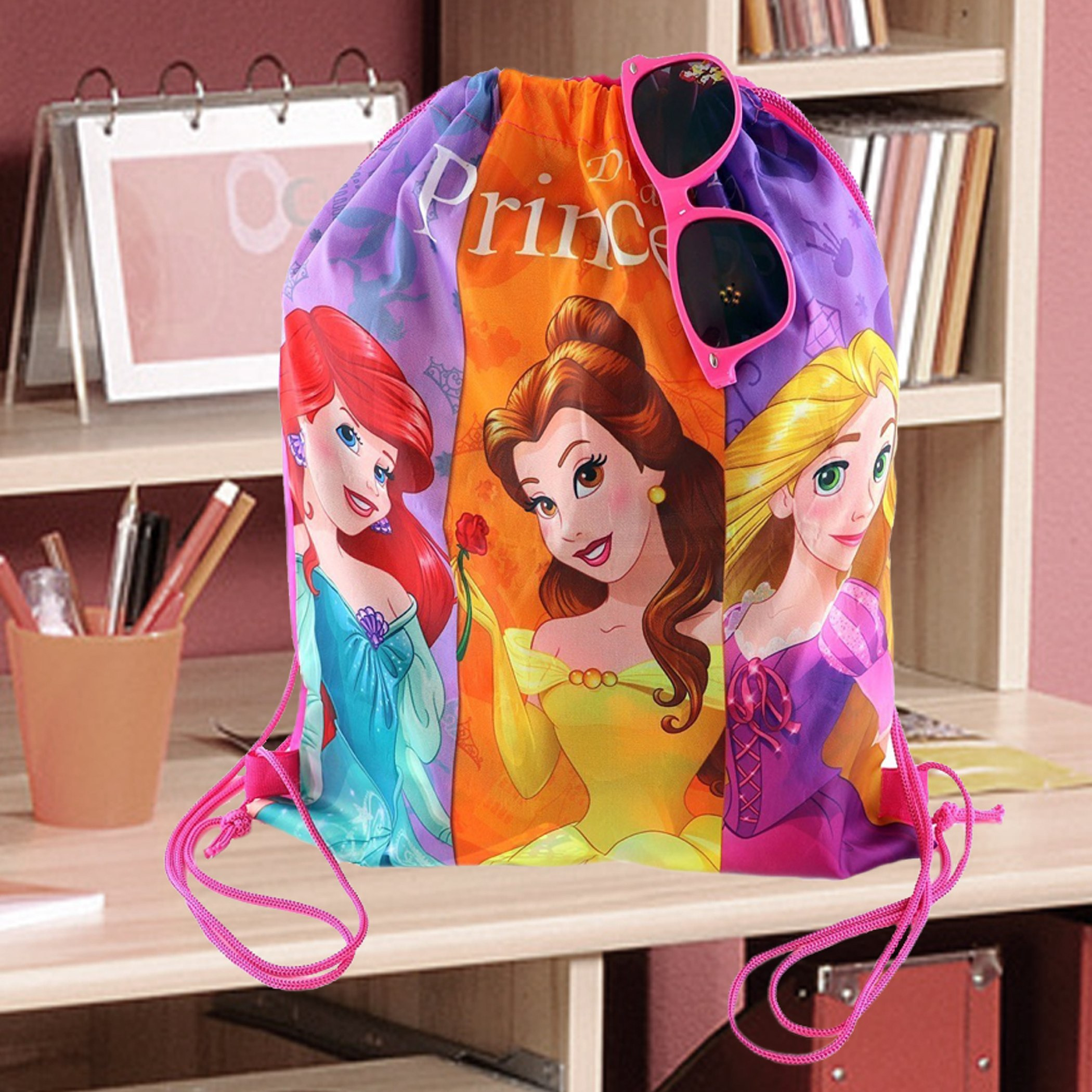 Disney Princess Drawstring Bag with Sunglasses