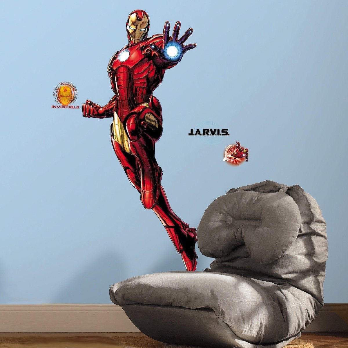 ملصق حائط كبير بييل أند ستيك آيرون مان بضوء متوهج-hbxhomeware-hbxkidsandyouth-image-1