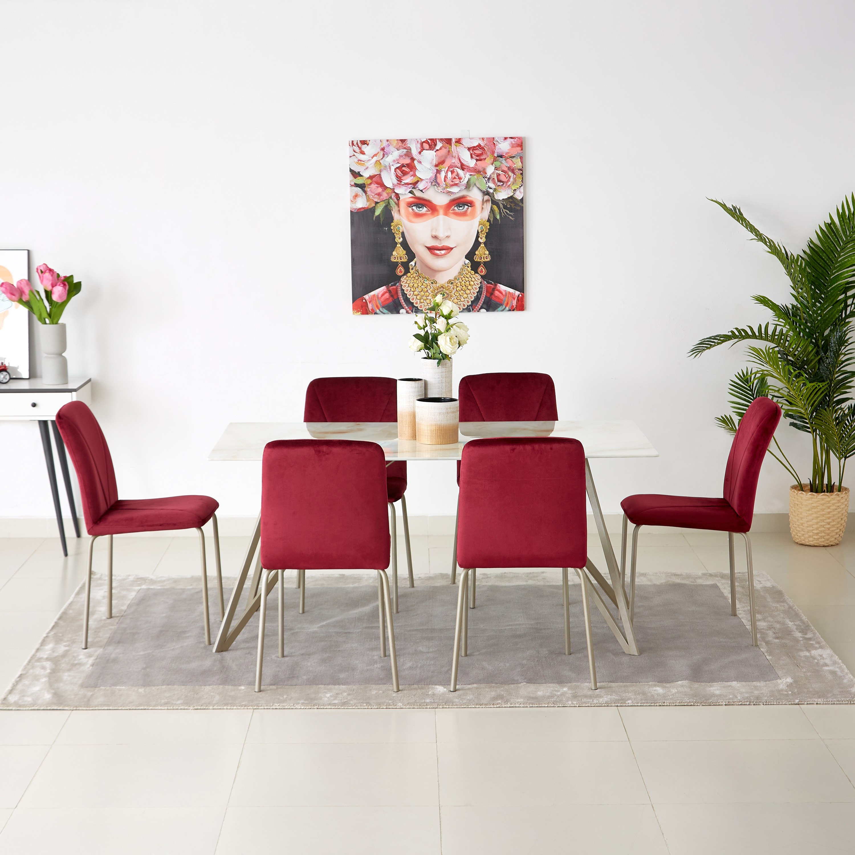 طقم سفرة 6 مقاعد من كارولين-hbxfurniture-diningtablesandsets-diningsets-sixseater-image-2