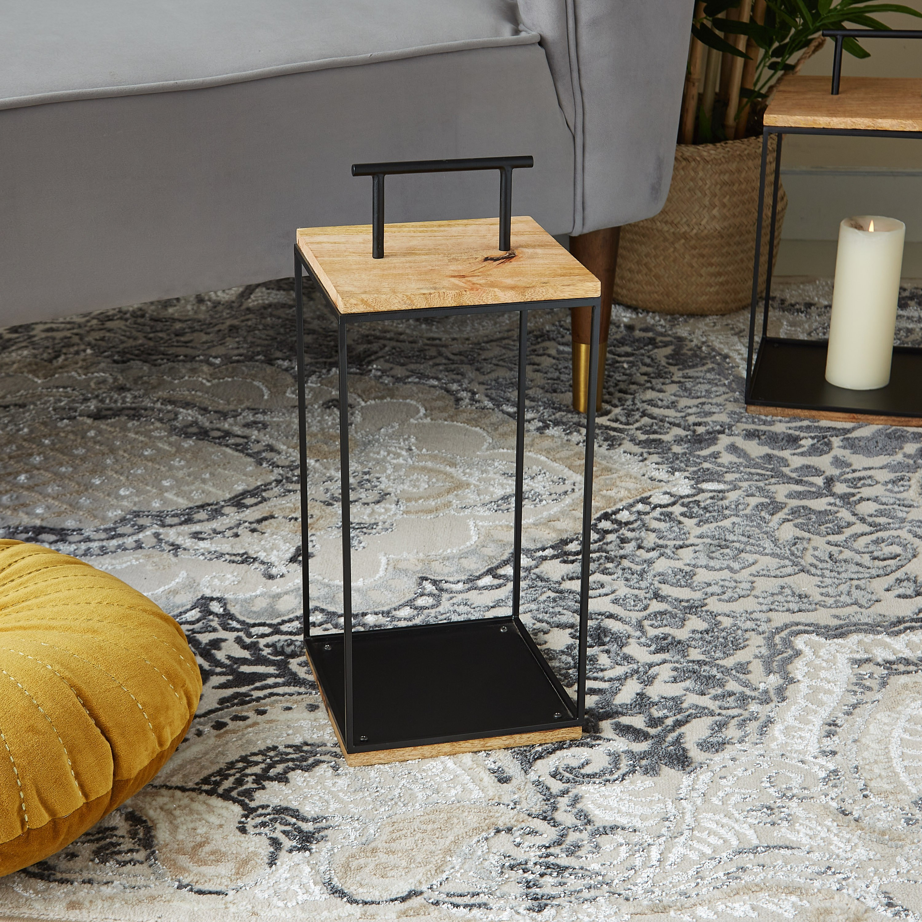 حامل شموع مكعب خشب معدني من إيزنا - 34 سم-hbxlivingroom-decorandaccessories-candleholders-image-1