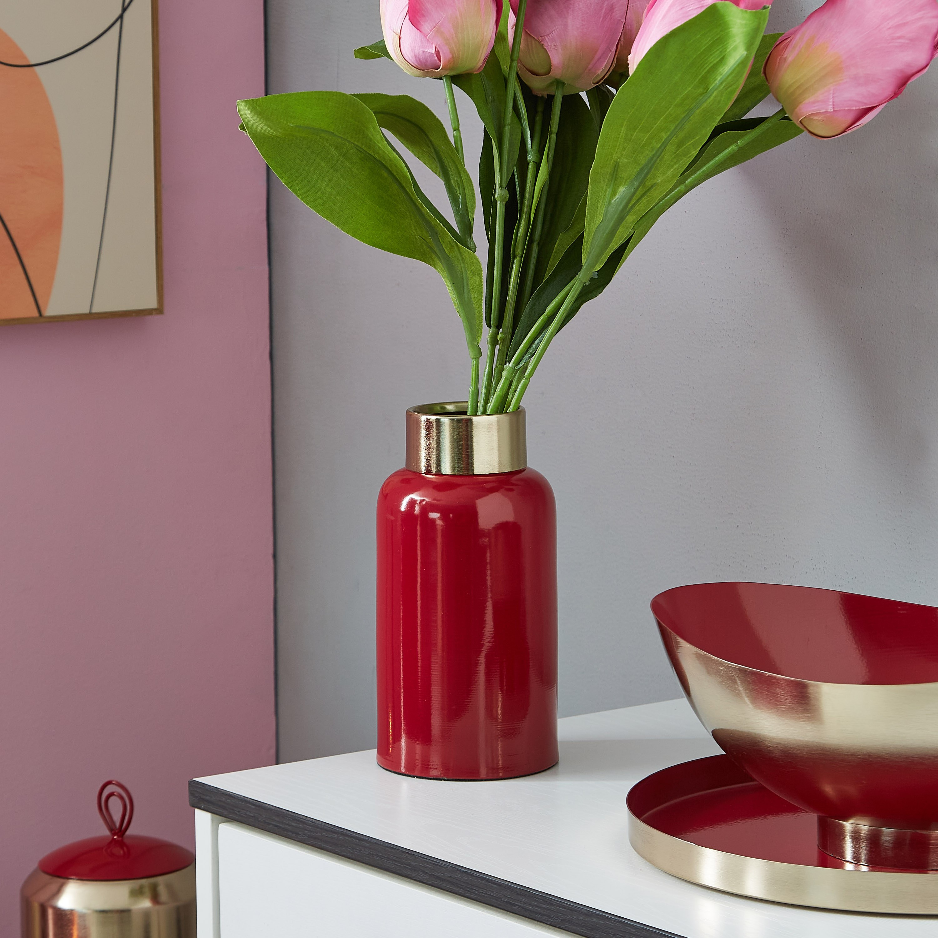مزهرية معدنية مطلية من إيزنا-hbxbedroom-decorandaccessories-vases-image-1