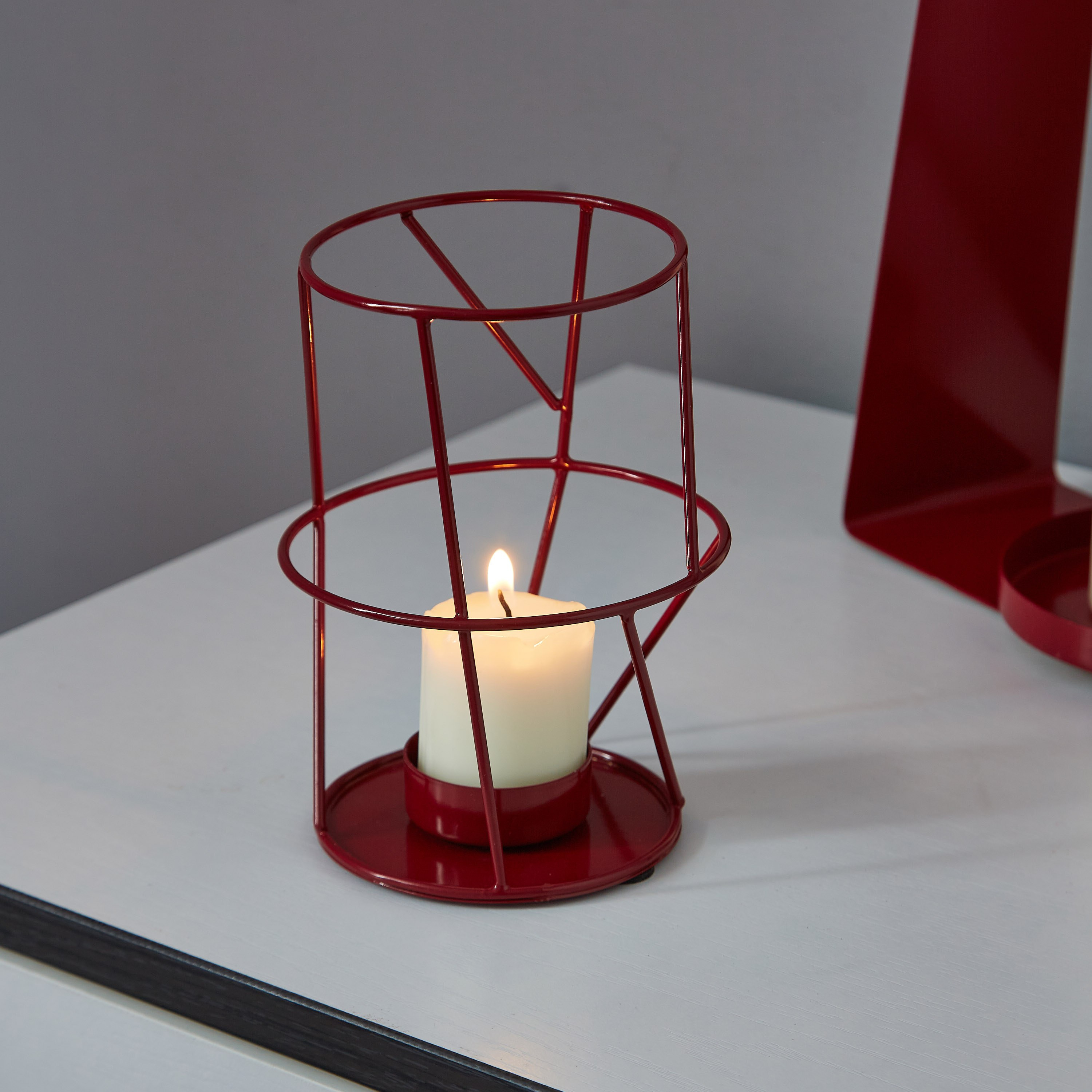 Izna Metal Line Wire Candleholder - 14 cm-hbxlivingroom-decorandaccessories-candleholders-image-2