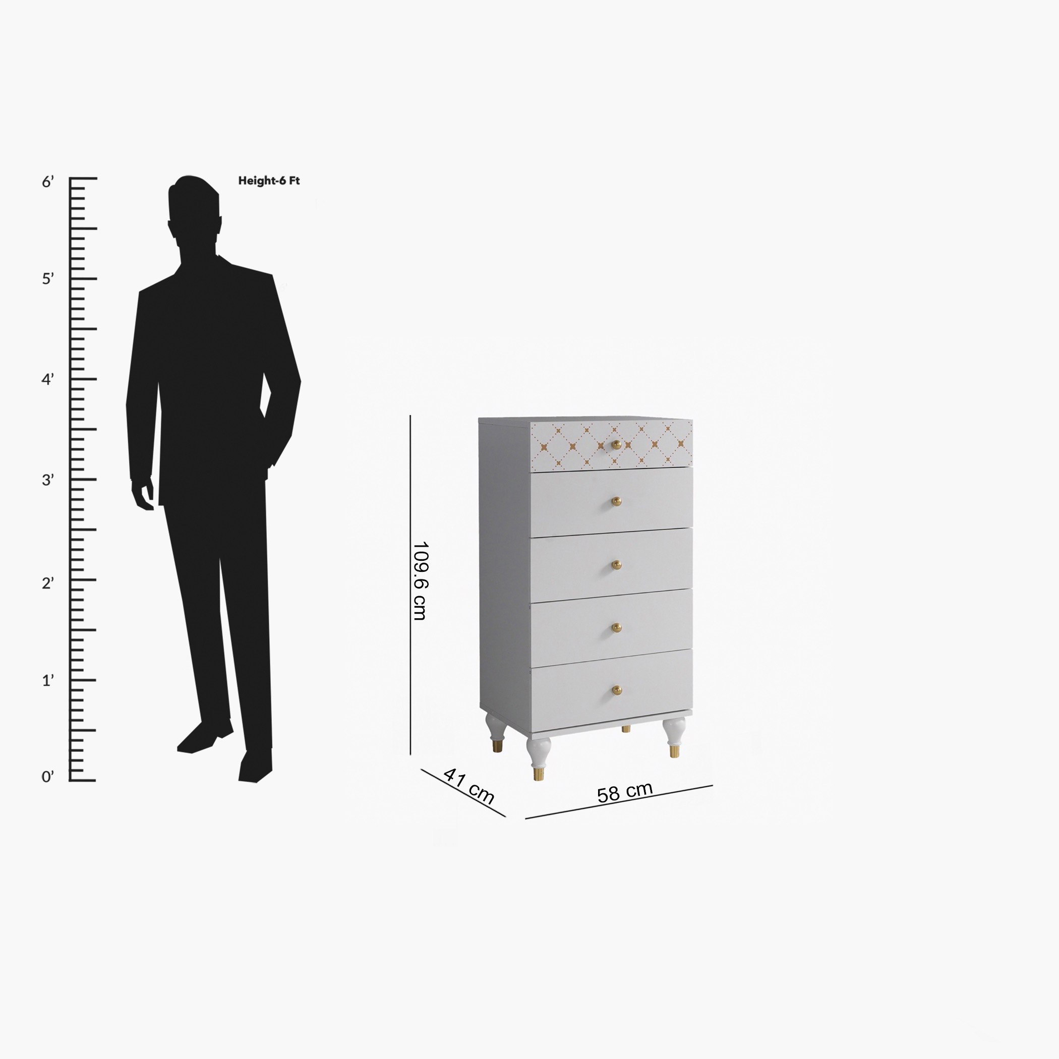 وحدة تخزين -5 أدراج من ديموند-hbxfurniture-dressersandchests-chestofdrawers-image-6