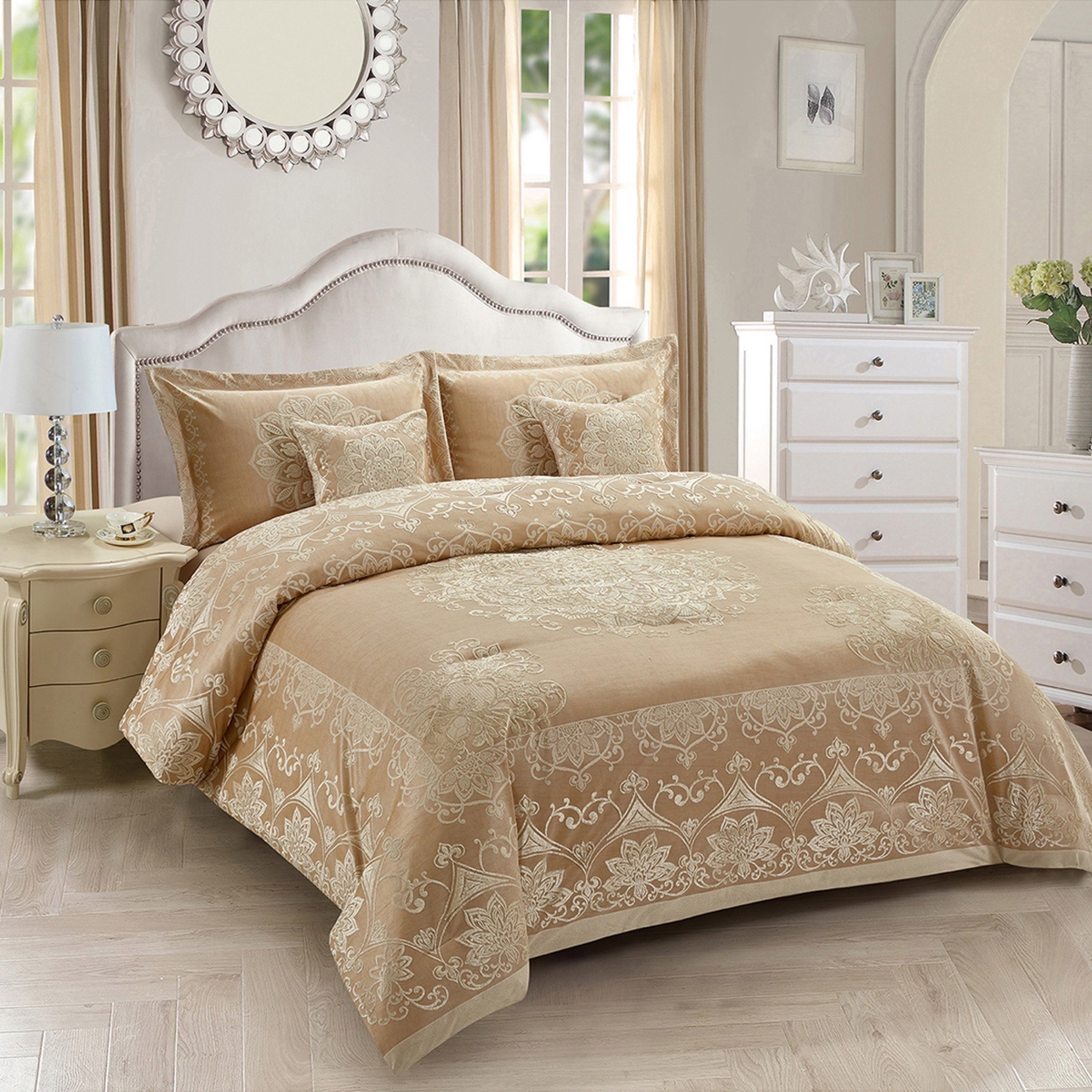 طقم لحاف كينج 5 قطع جاكار من صباح- 220x240 سم-hbxhomeware-hbxdecorandfurnishings-image-2
