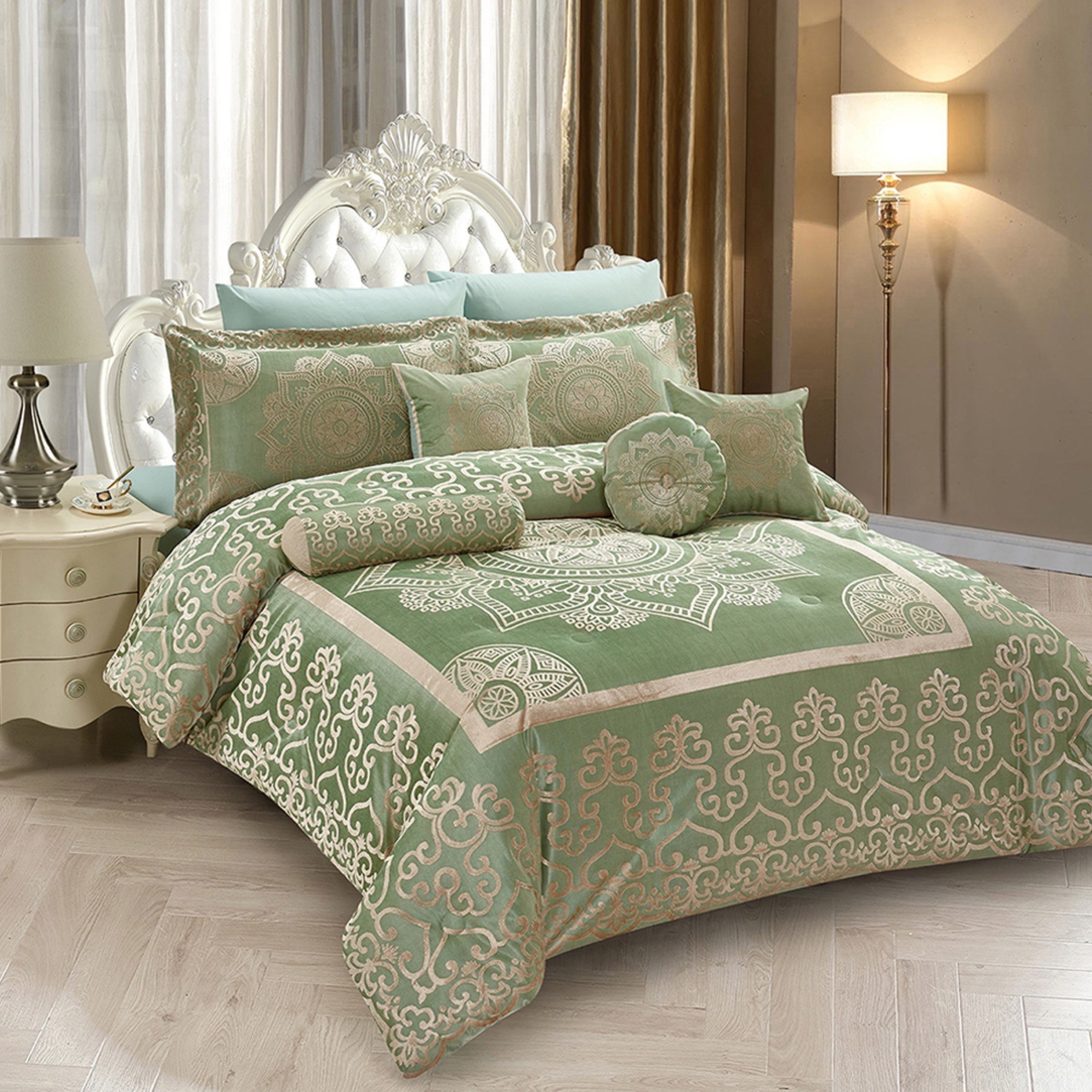 طقم لحاف جاكار كينج 10 قطع من هينا - 220x240 سم-hbxhomeware-hbxdecorandfurnishings-image-5