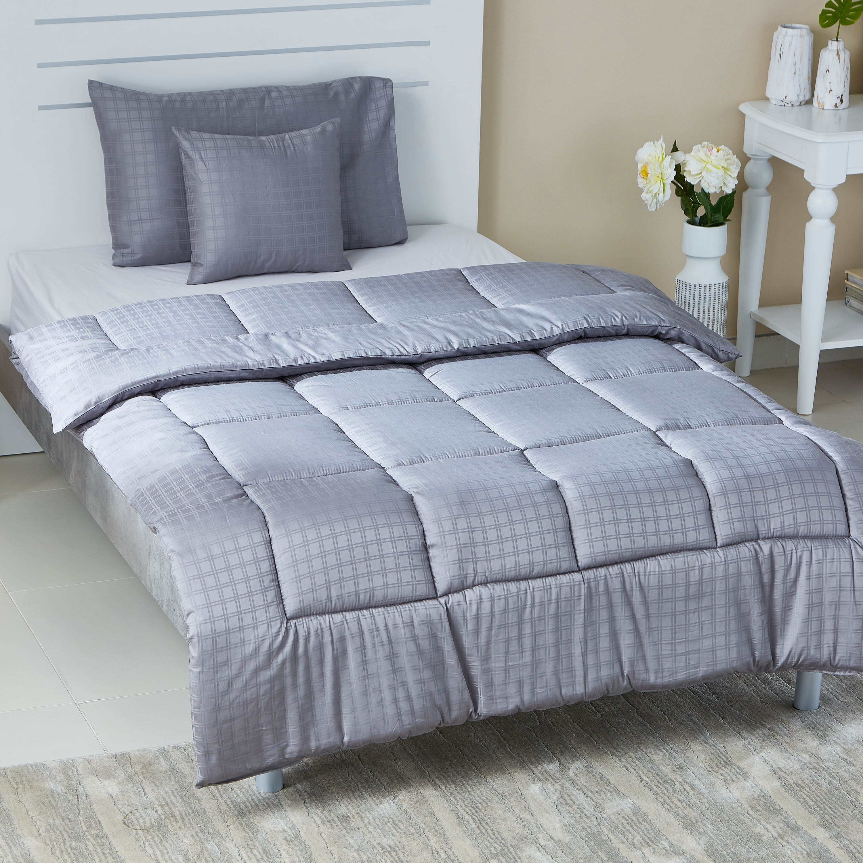 طقم لحاف مزدوج ساتان 3 قطع- 150x220 سم - نيوبورت دوبي-hbxhomeware-hbxdecorandfurnishings-image-1