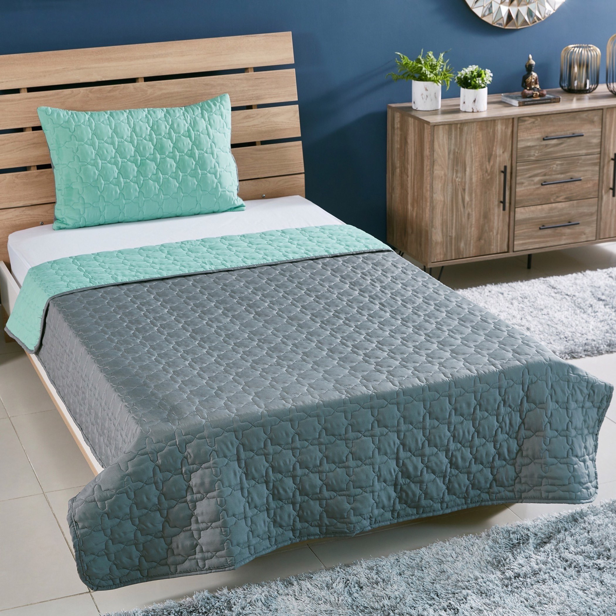 طقم مفارش سرير مزدوج -قطعتين قطع ميكروفايبر من إبليزا- 160x220 سم-hbxdecorandfurnishings-bedding-bedspreadsandquilts-image-1
