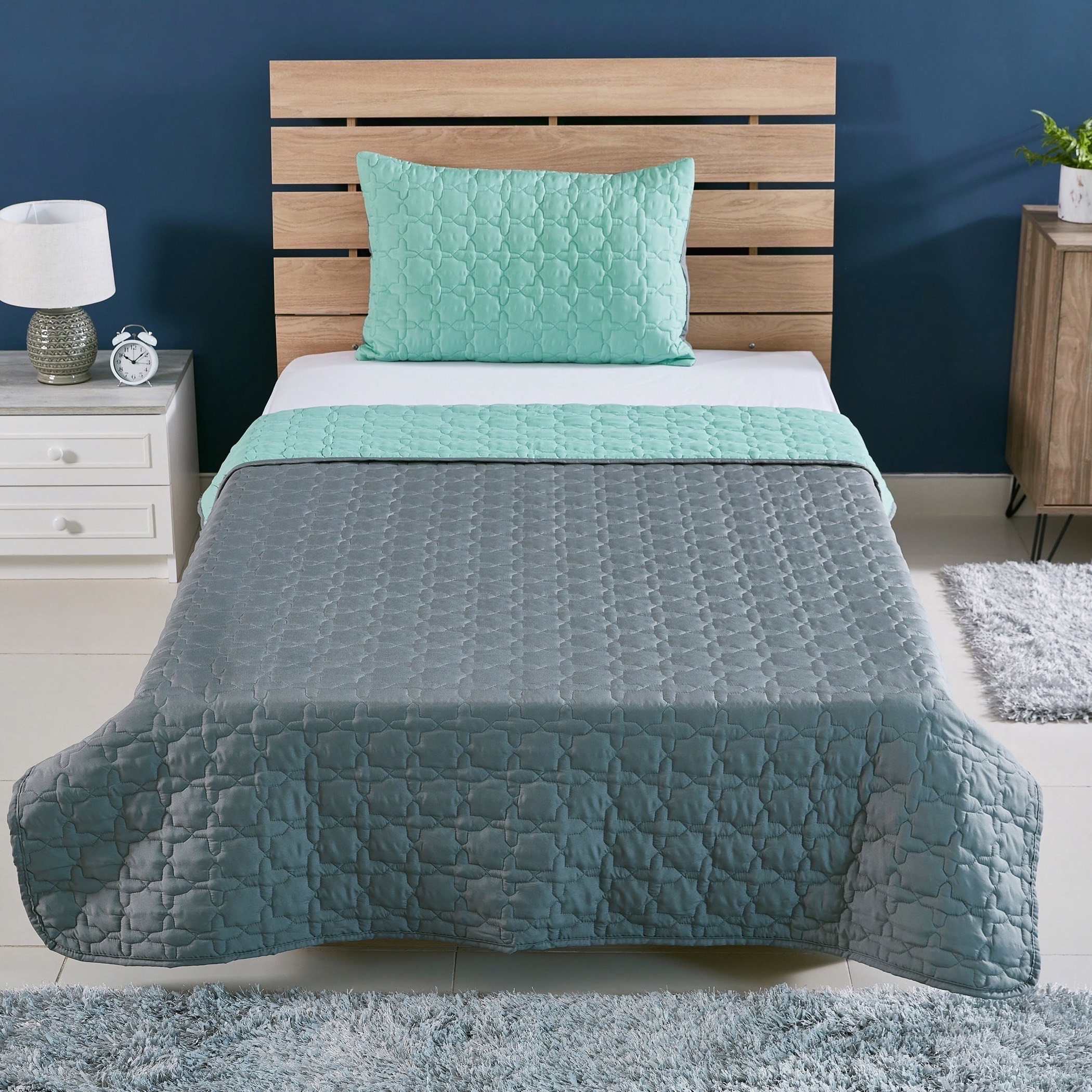 طقم مفارش سرير مزدوج -قطعتين قطع ميكروفايبر من إبليزا- 160x220 سم-hbxdecorandfurnishings-bedding-bedspreadsandquilts-image-2