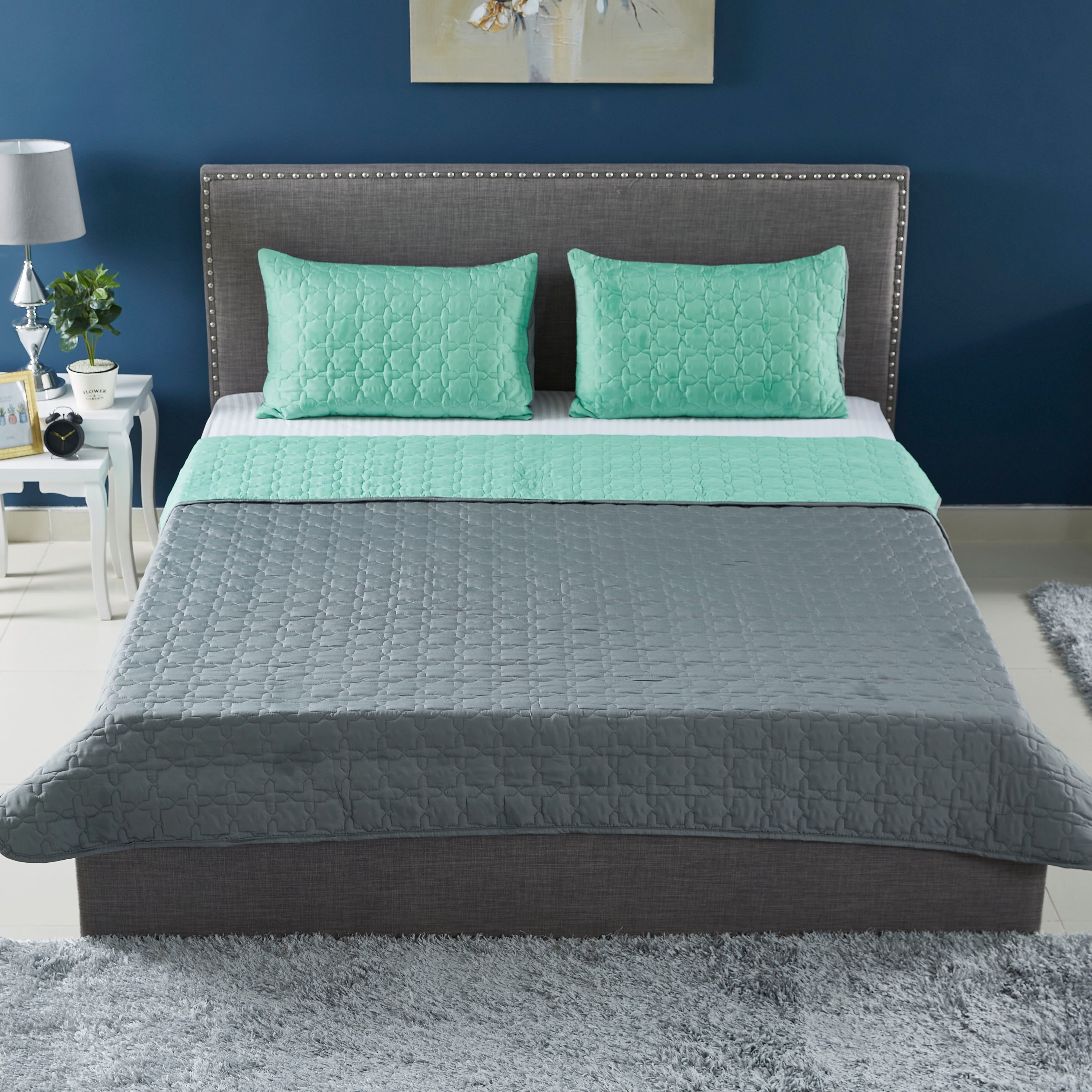 طقم مفروشات سرير كينج مايكروفايبر-3 قطع من إبليزا - 220x240 سم-hbxdecorandfurnishings-bedding-bedspreadsandquilts-image-2