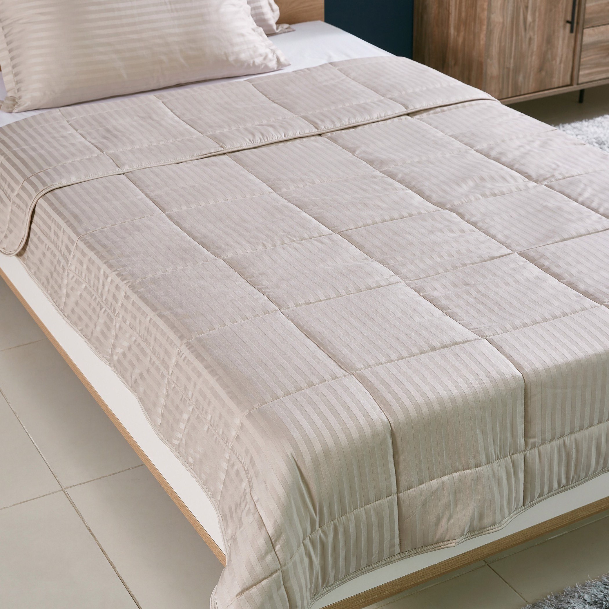 طقم لحاف مزدوج قطن مخطّط للصيف 3 قطع من كاسبلانكا - 150x220 سم-hbxdecorandfurnishings-bedding-bedspreadsandquilts-image-4