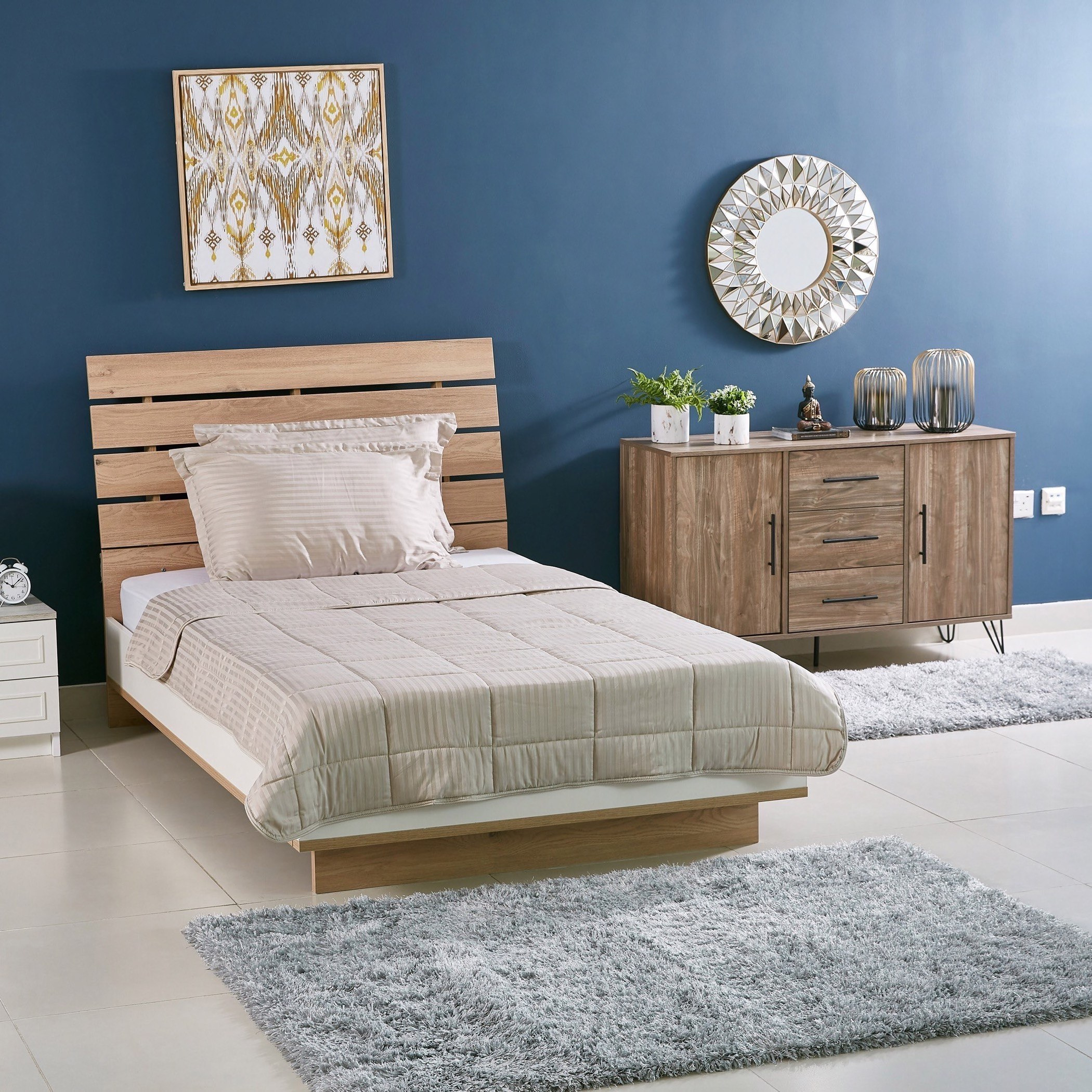 طقم لحاف مزدوج قطن مخطّط للصيف 3 قطع من كاسبلانكا - 150x220 سم-hbxdecorandfurnishings-bedding-bedspreadsandquilts-image-6