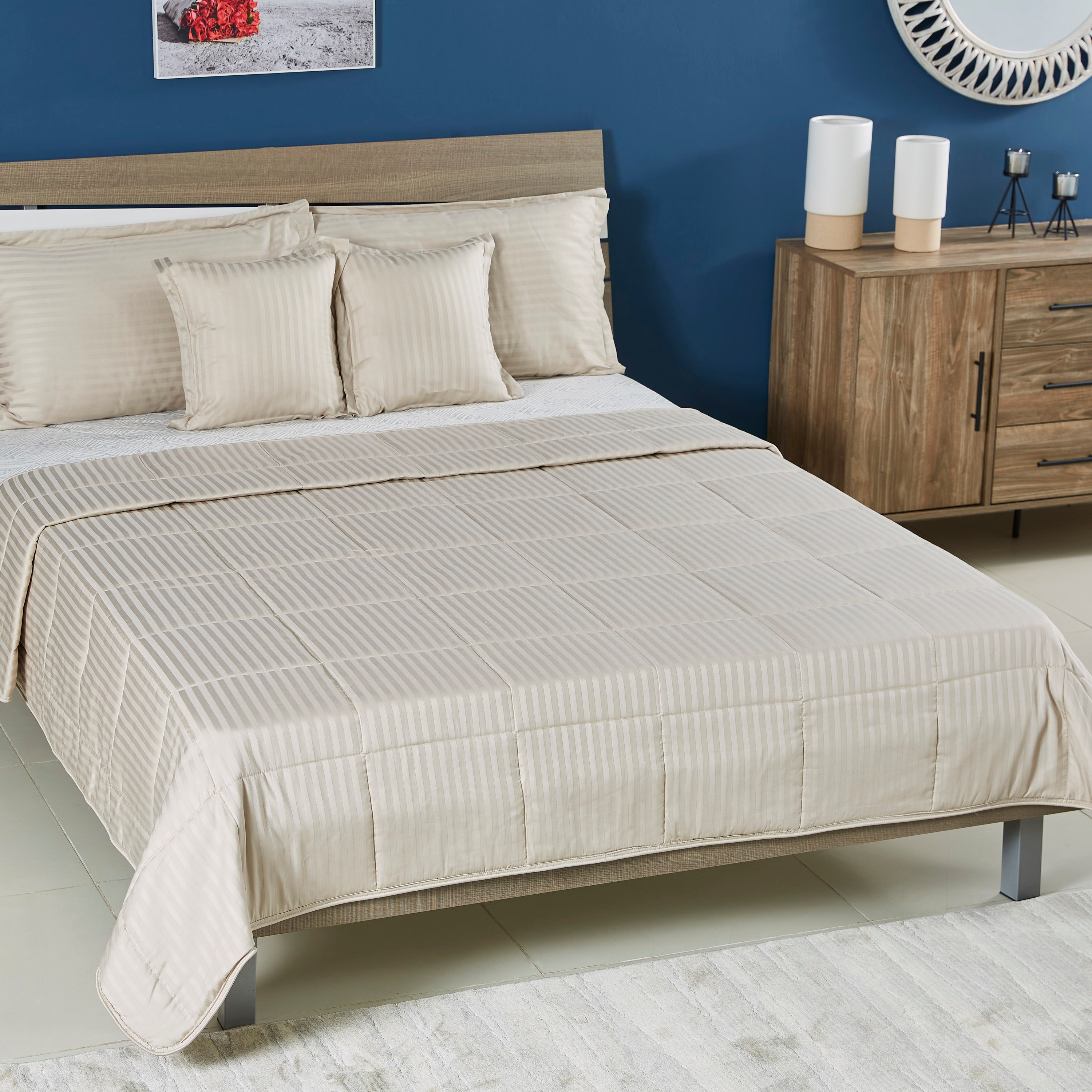 طقم لحاف للصيف كينج قطني مخطّط 5 قطع من كاسبلانكا - 220x240 سم-hbxdecorandfurnishings-bedding-bedspreadsandquilts-image-1