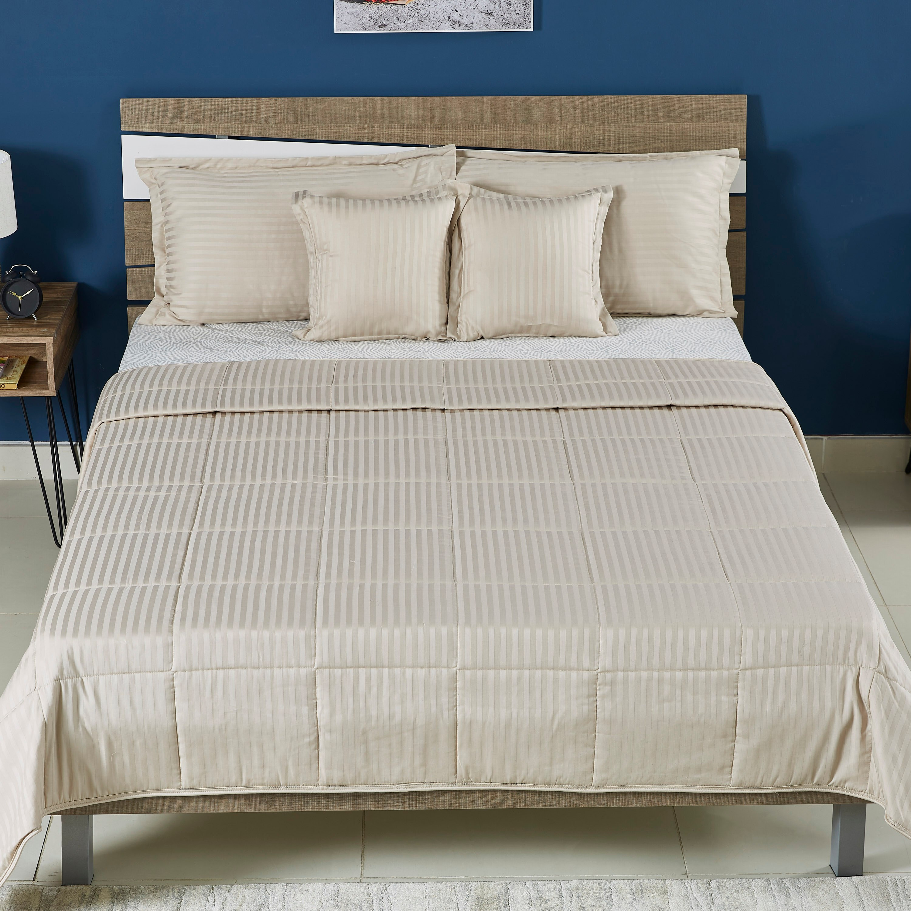 طقم لحاف للصيف كينج قطني مخطّط 5 قطع من كاسبلانكا - 220x240 سم-hbxdecorandfurnishings-bedding-bedspreadsandquilts-image-2