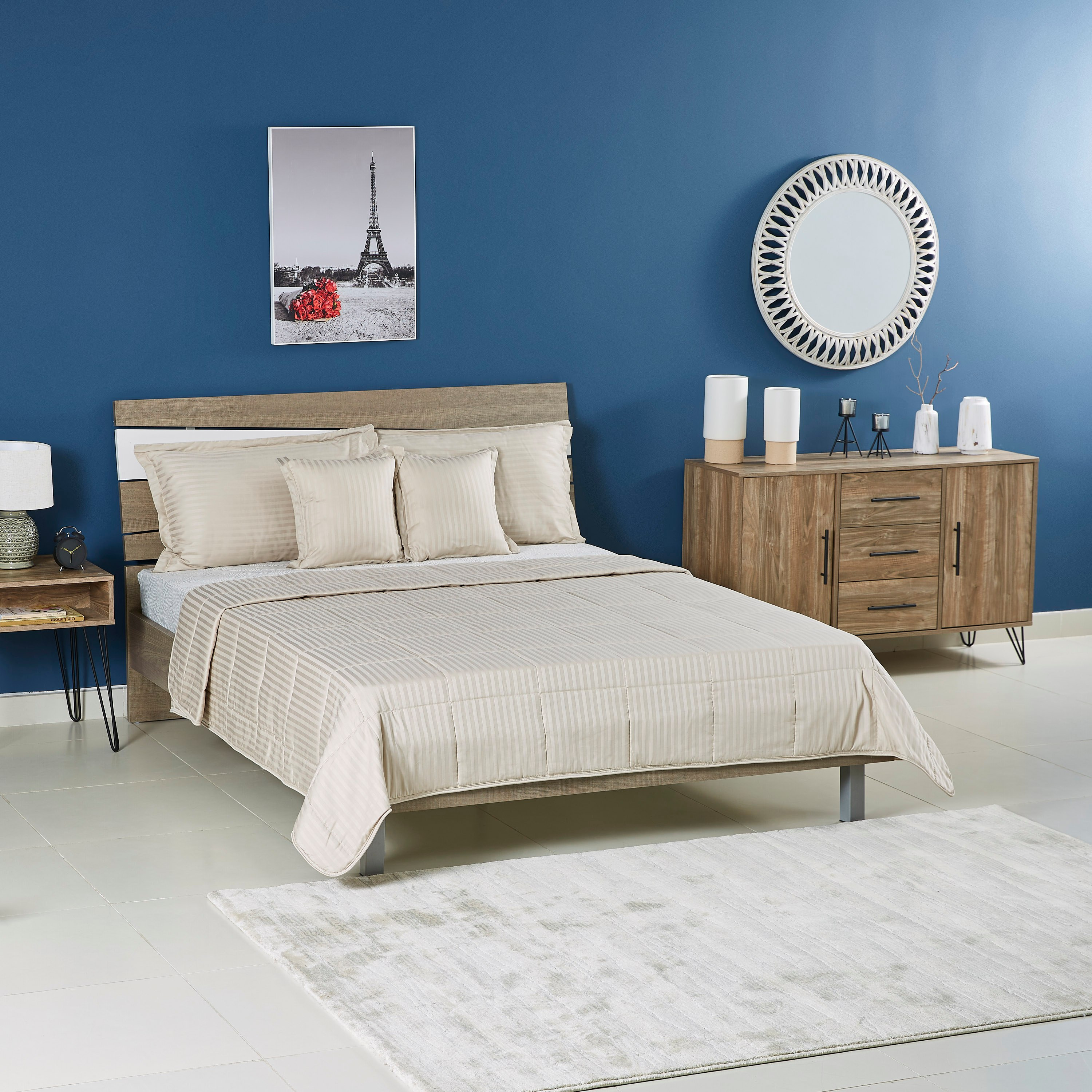 طقم لحاف للصيف كينج قطني مخطّط 5 قطع من كاسبلانكا - 220x240 سم-hbxdecorandfurnishings-bedding-bedspreadsandquilts-image-6