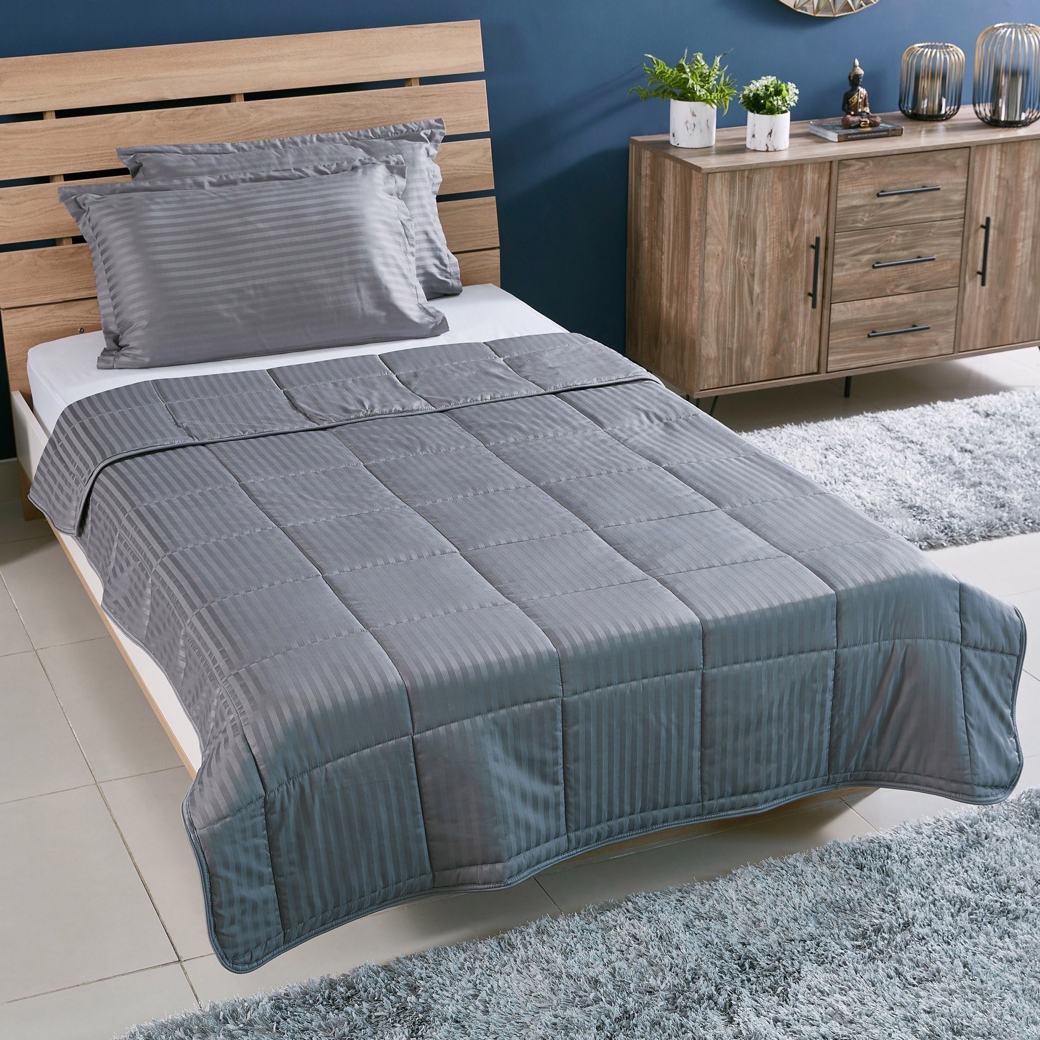 طقم لحاف مزدوج قطن مخطّط للصيف 3 قطع من كاسبلانكا - 150x220 سم-hbxdecorandfurnishings-bedding-bedspreadsandquilts-image-1