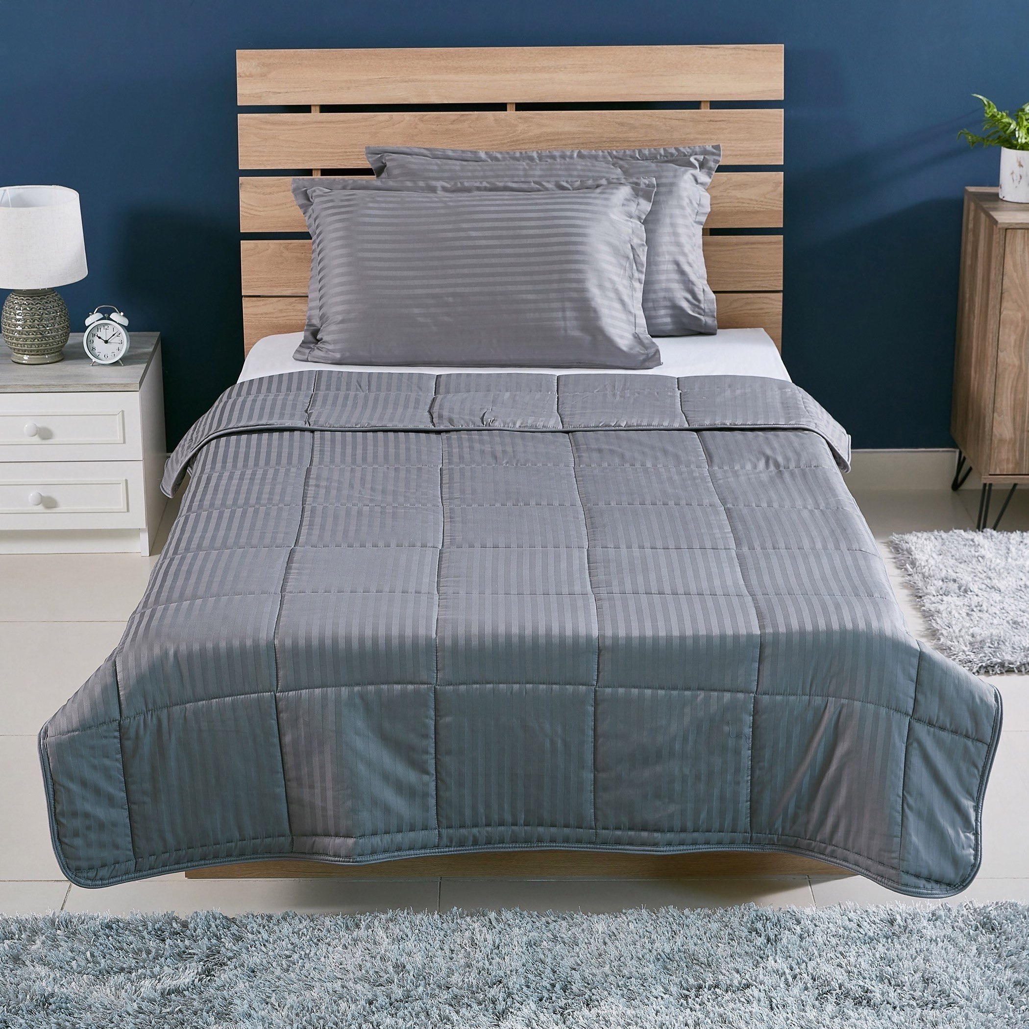 طقم لحاف مزدوج قطن مخطّط للصيف 3 قطع من كاسبلانكا - 150x220 سم-hbxdecorandfurnishings-bedding-bedspreadsandquilts-image-2