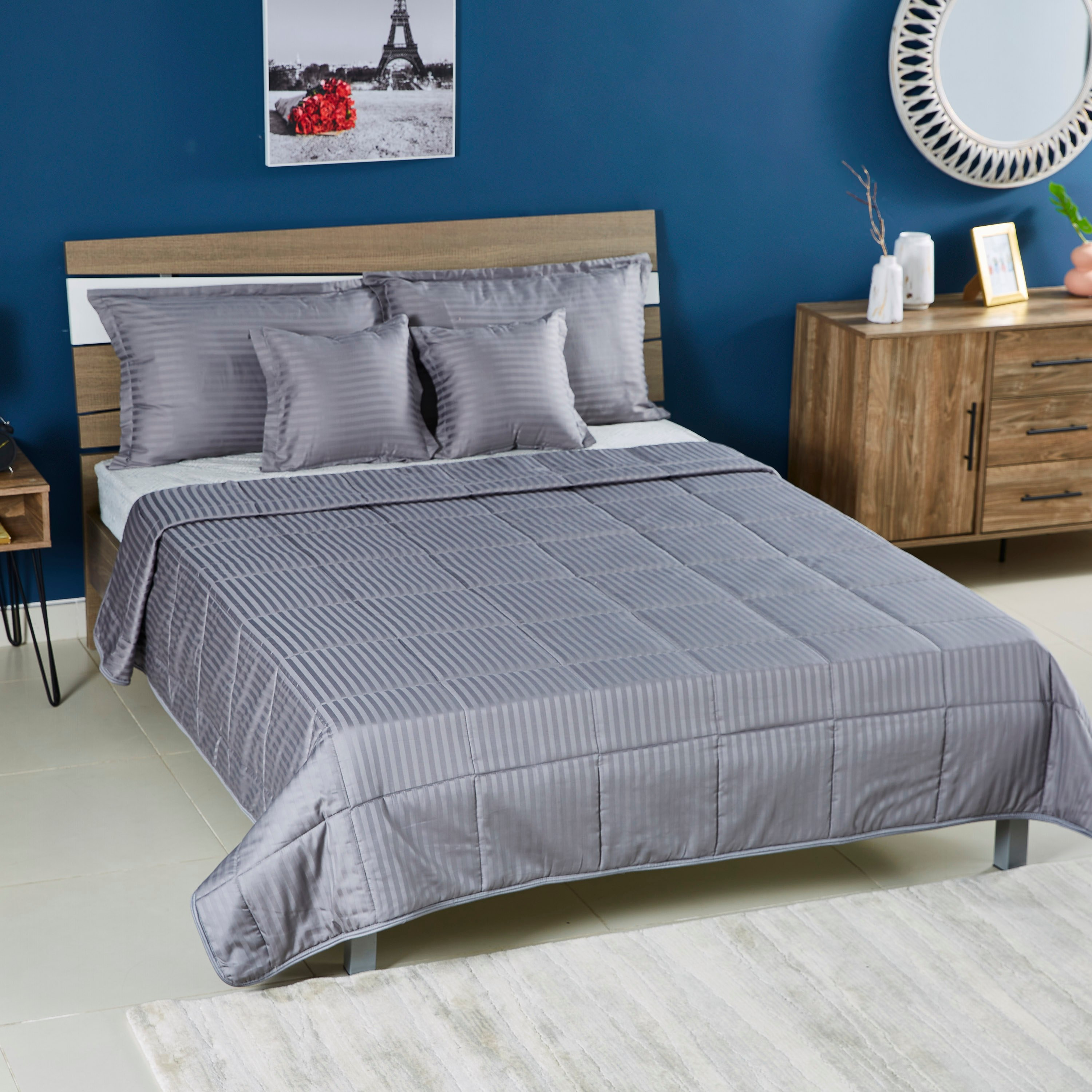طقم لحاف قطن مخطّط للصيف 5 قطع من كاسبلانكا - 220x240 سم-hbxdecorandfurnishings-bedding-bedspreadsandquilts-image-1