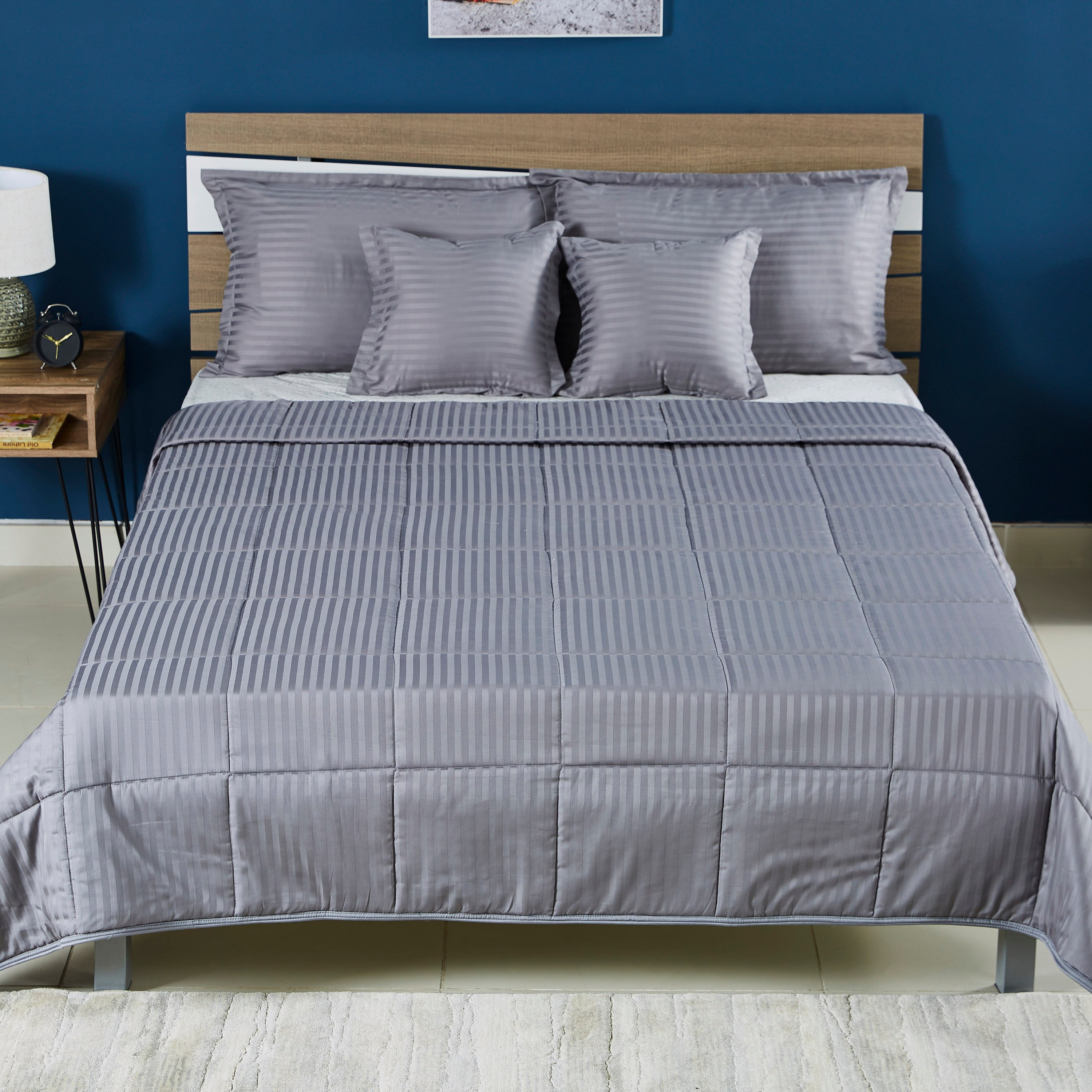 طقم لحاف قطن مخطّط للصيف 5 قطع من كاسبلانكا - 220x240 سم-hbxdecorandfurnishings-bedding-bedspreadsandquilts-image-2